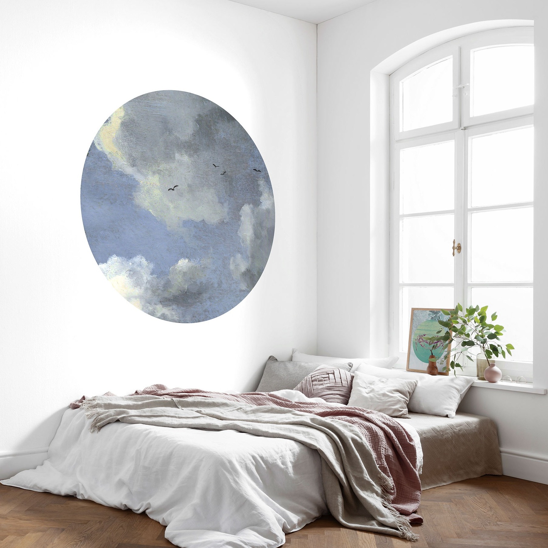 Komar Fototapete Disney Dot Simply Sky 125 x 125 cm Vlies Selbstklebend Vögel Himmel Wolken