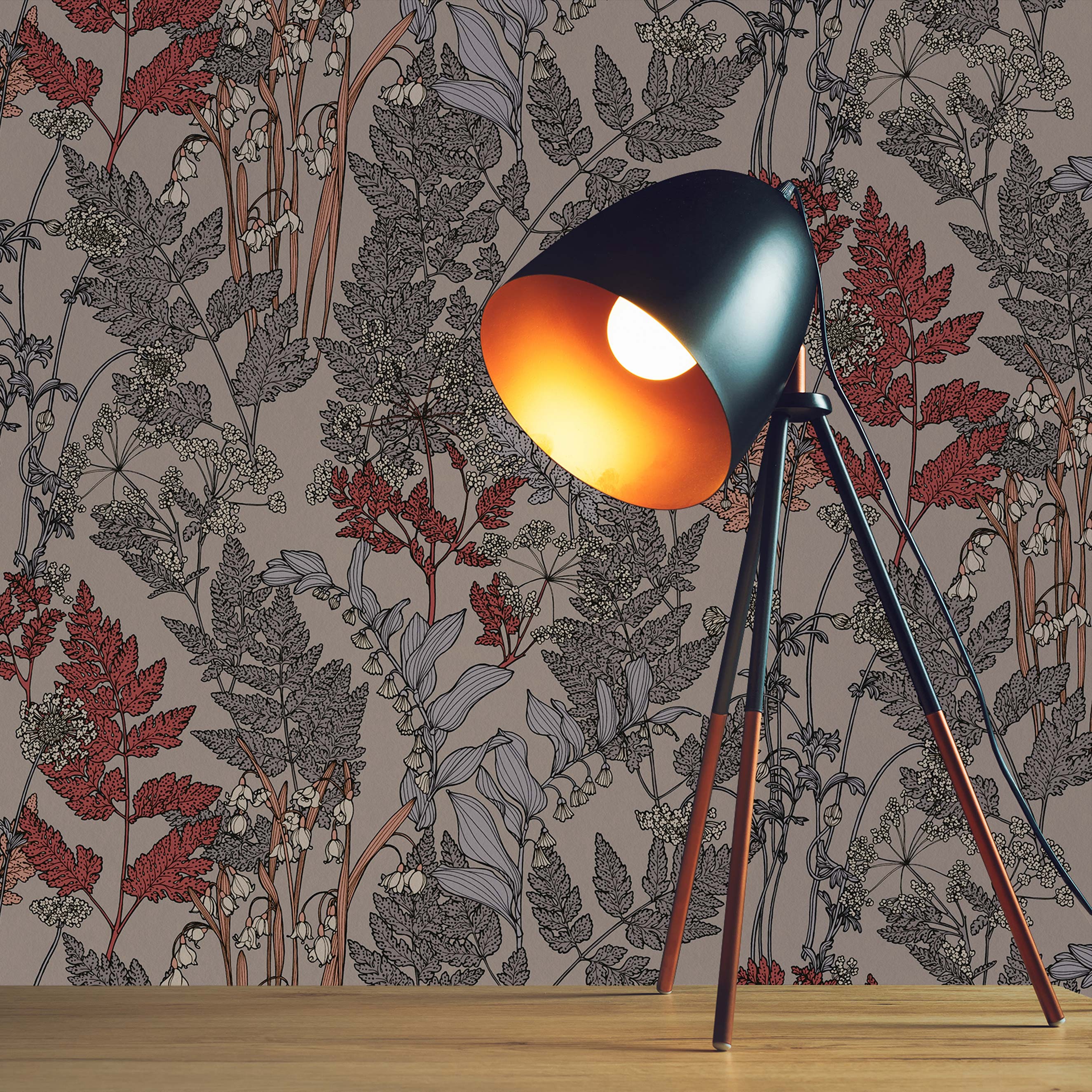 Tapete Wald und Blätter Camilla M1-No.561 Vliestapete Beige Grau Blumentapete