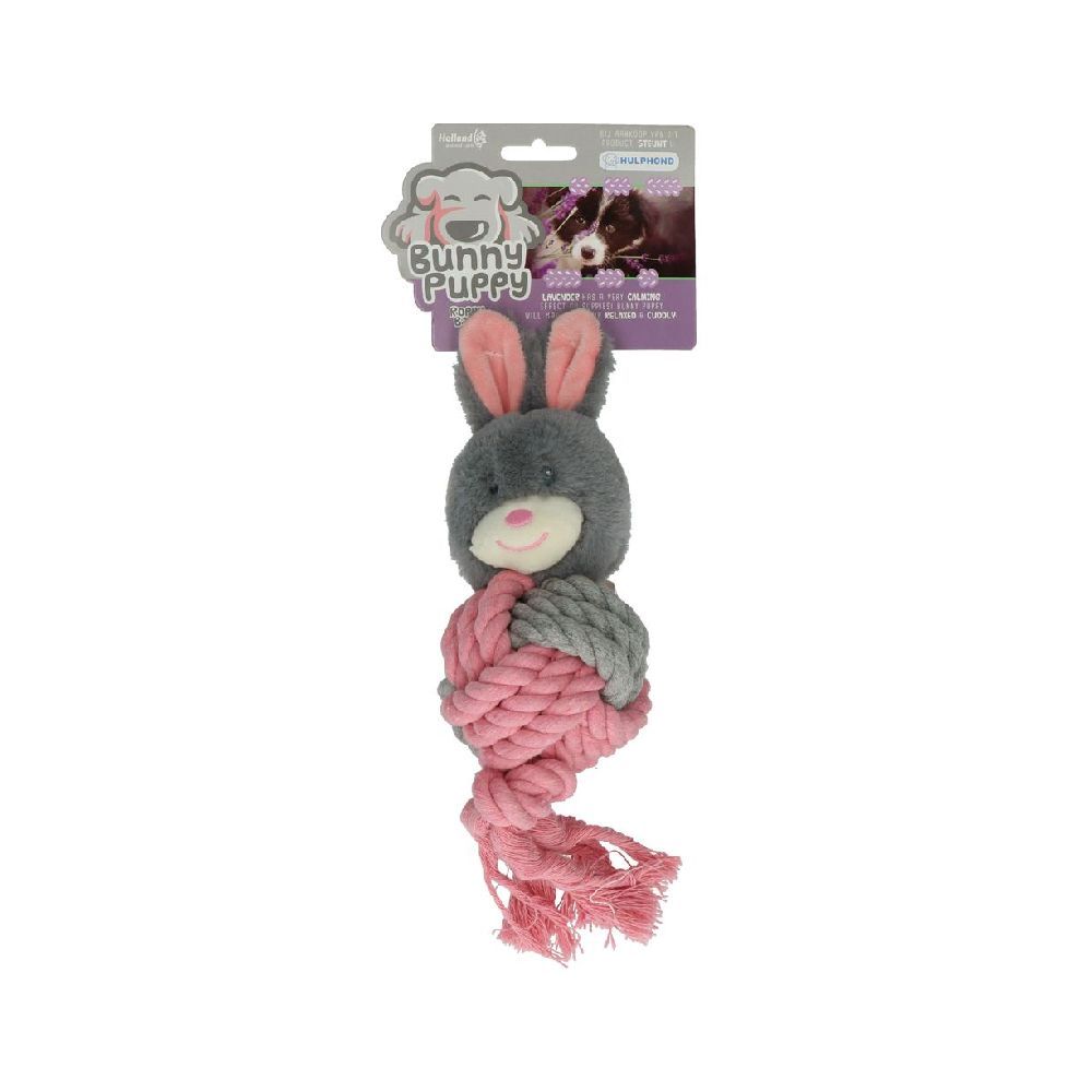 Bunny Puppy | Hundespielzeug | Kaninchen | Kuscheltier | Grau | mit Quietscher | Lavendel Füllung