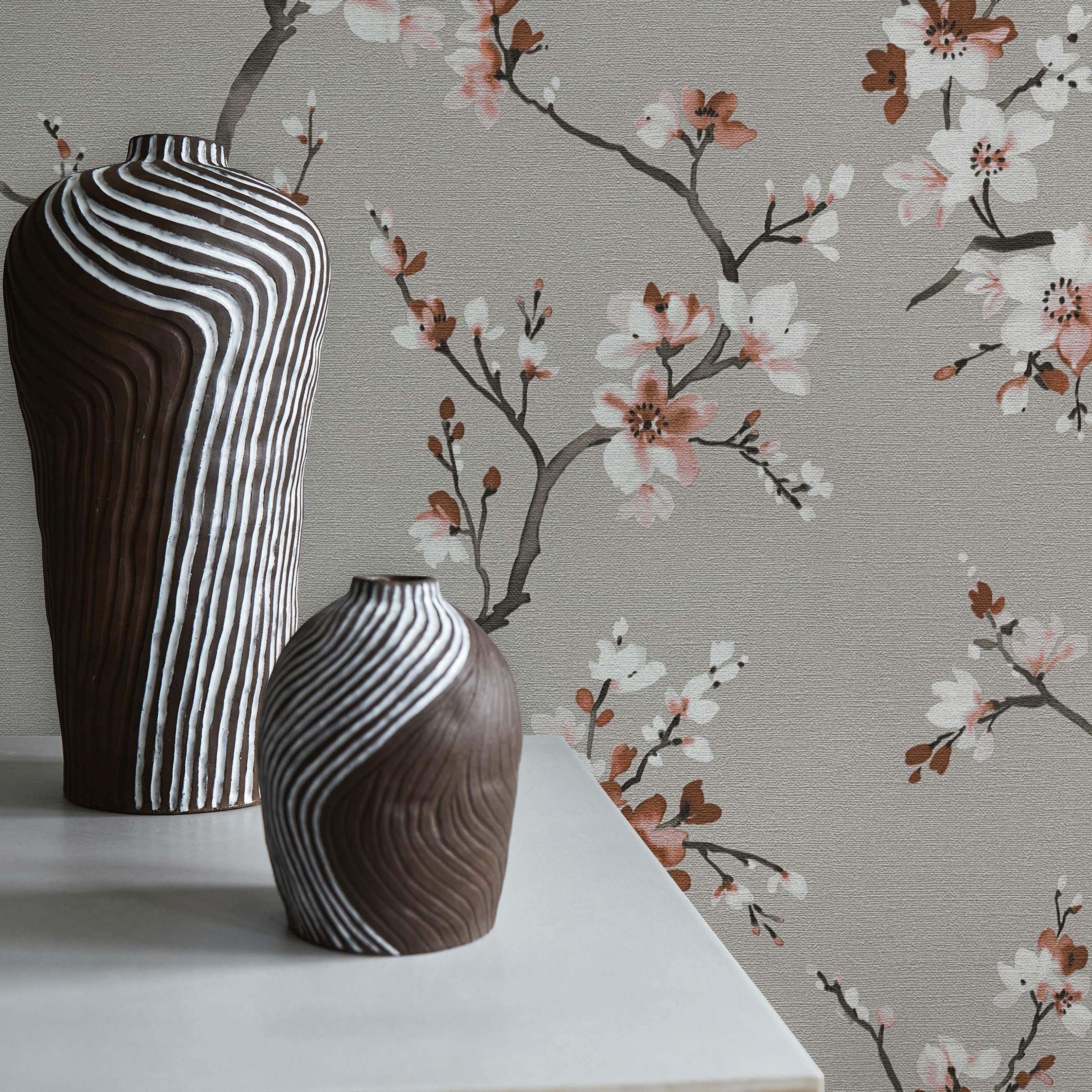 Tapete Blumen Mario M1-No.835 Vliestapete Grau Braun Blumenoptik Floral