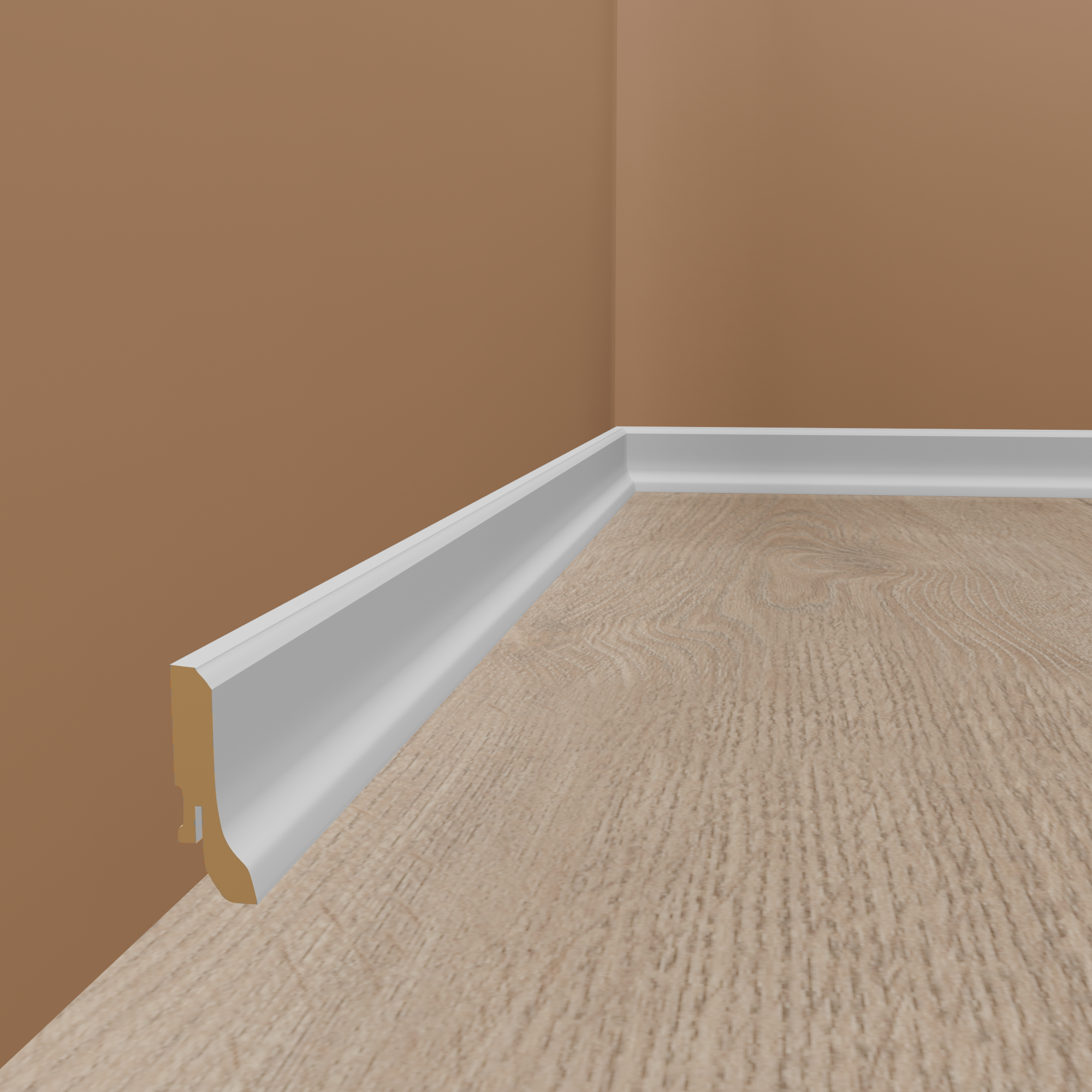 Sockelleiste Abgerundetes Profil 20 x 40 x 2500 mm MDF foliert Weiß Fußleiste by PROVISTON