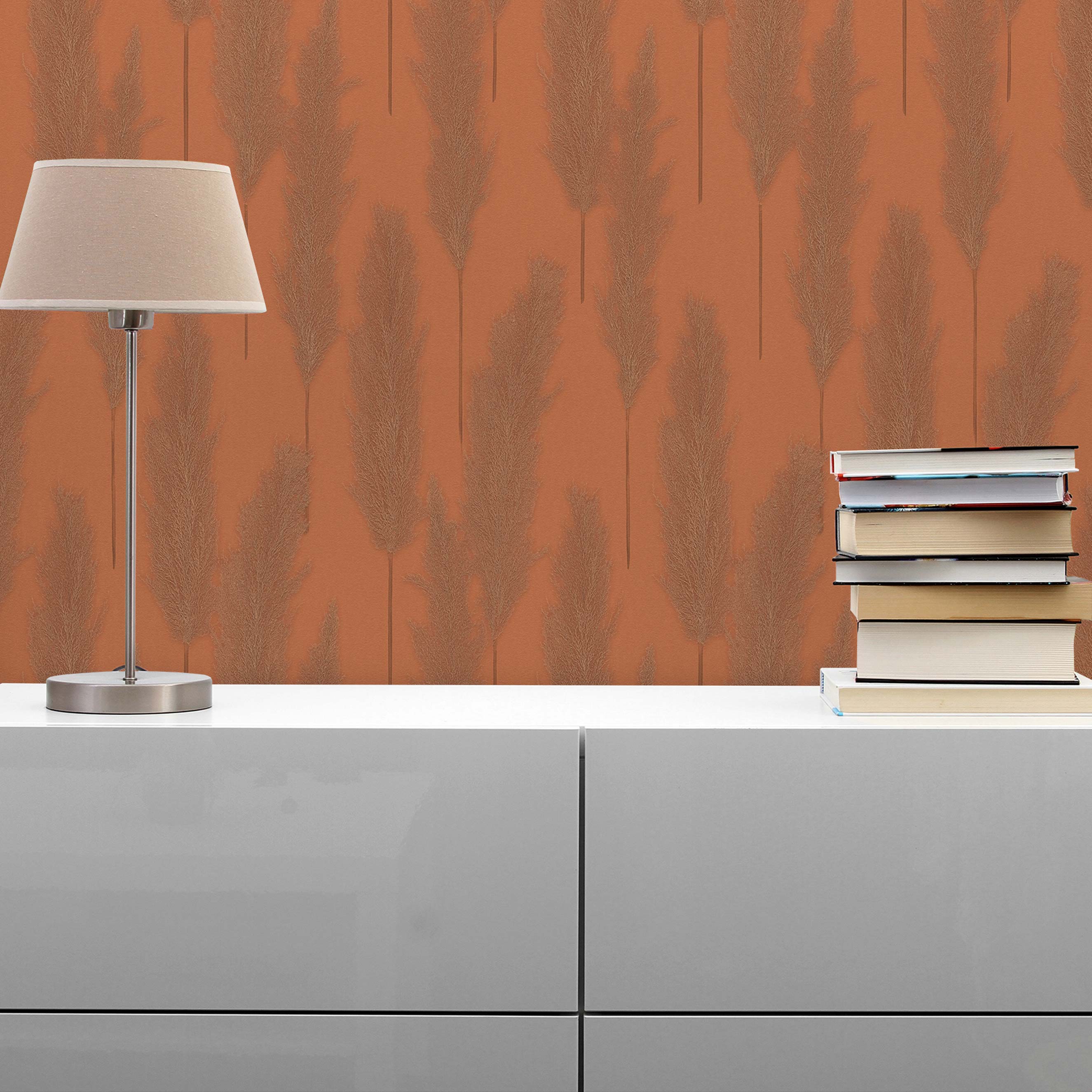 Tapete Bäume Blätter Ginevra M1-No.1758 Vliestapete Metallic Braun Pampasgras