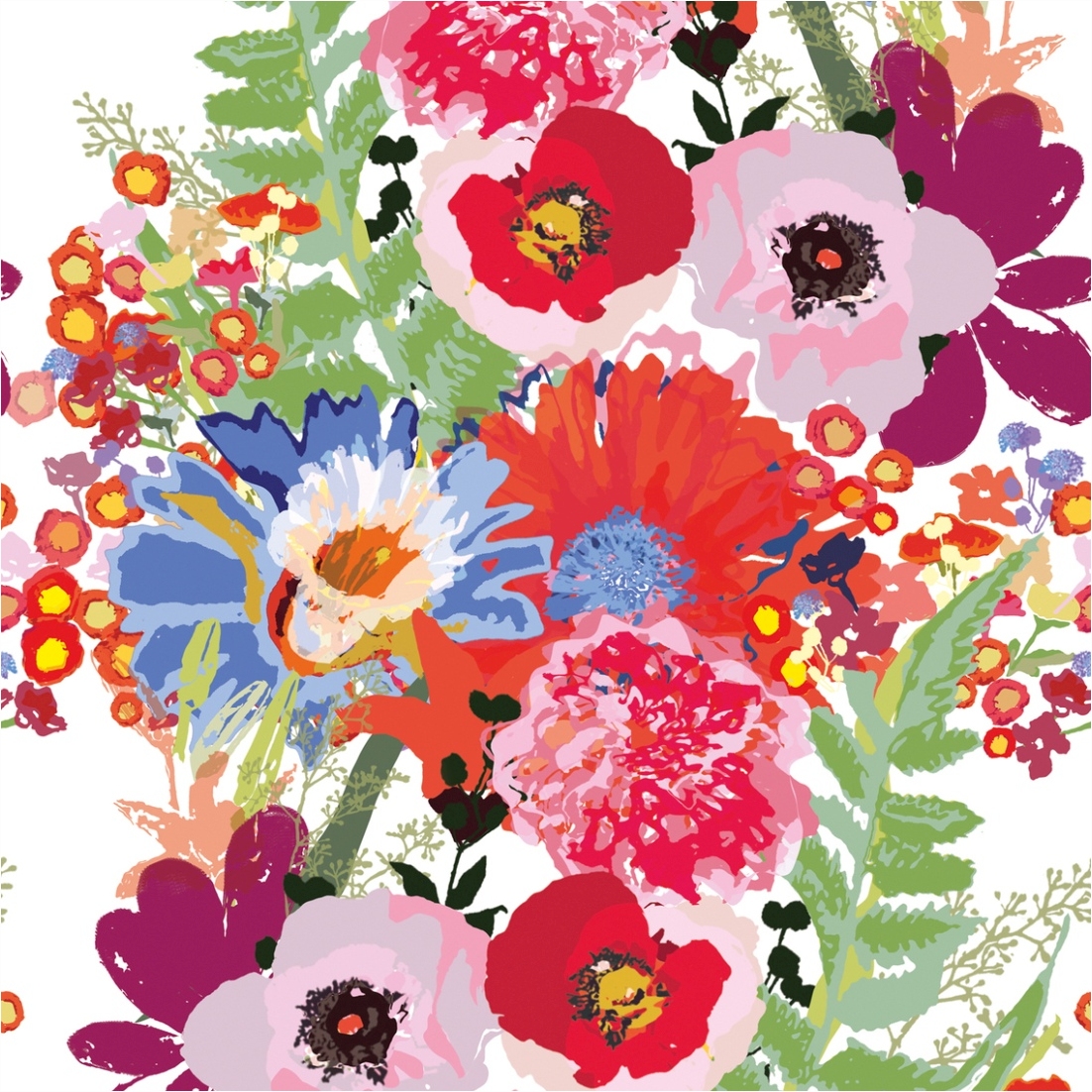 Fototapete Blumen M1-No.11621 | Vliestapete Floral | Bunt | Weiß | Wohnzimmer | Schlafzimmer