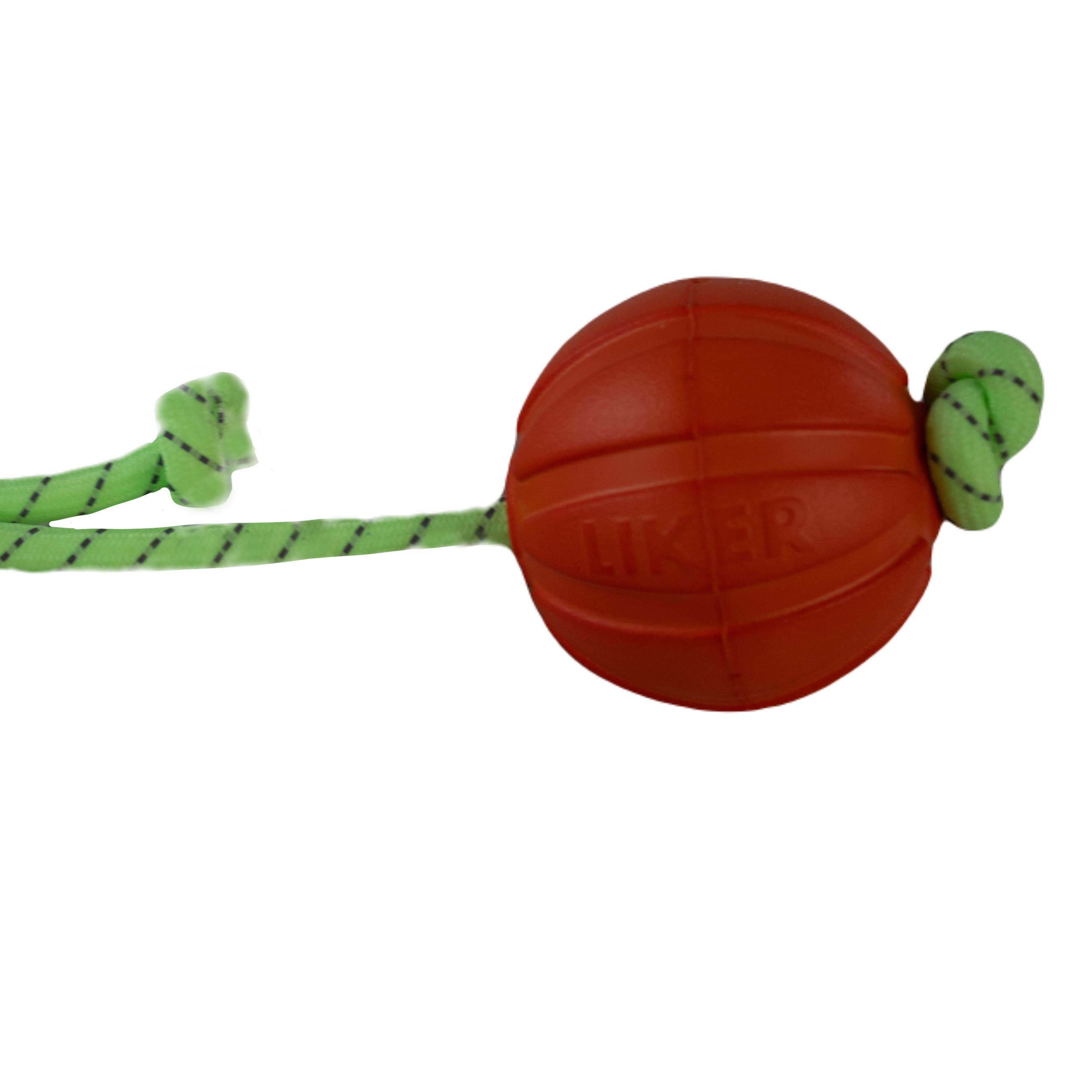 Liker | Hundeball Orange Glow in the Dark | 7 cm | Wurfball mit 30 cm Cordel