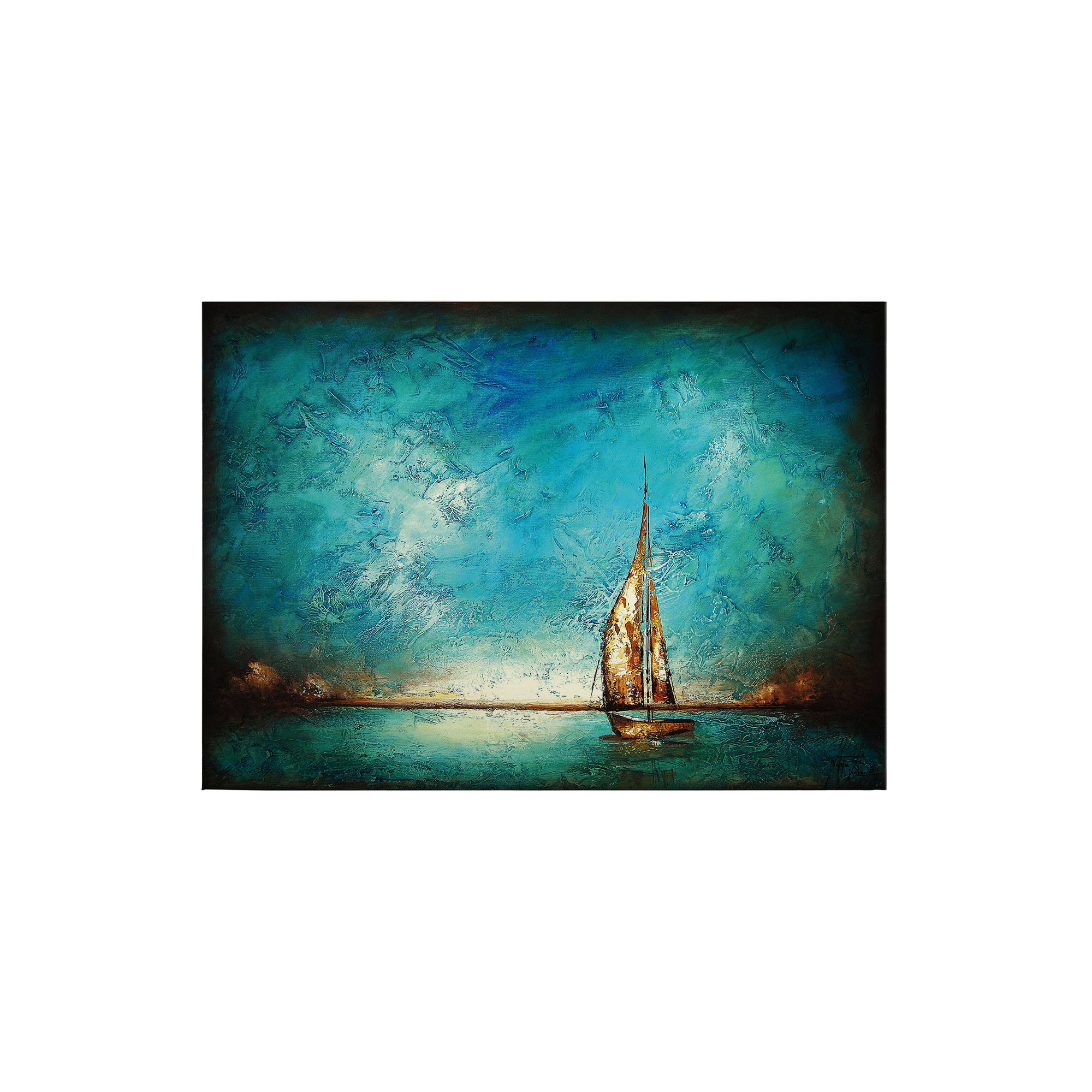 Tadessi Leinwandbild Abstrakt Maritim - 50 x 70 cm - M1-No.50313 - Keilrahmen in Blau