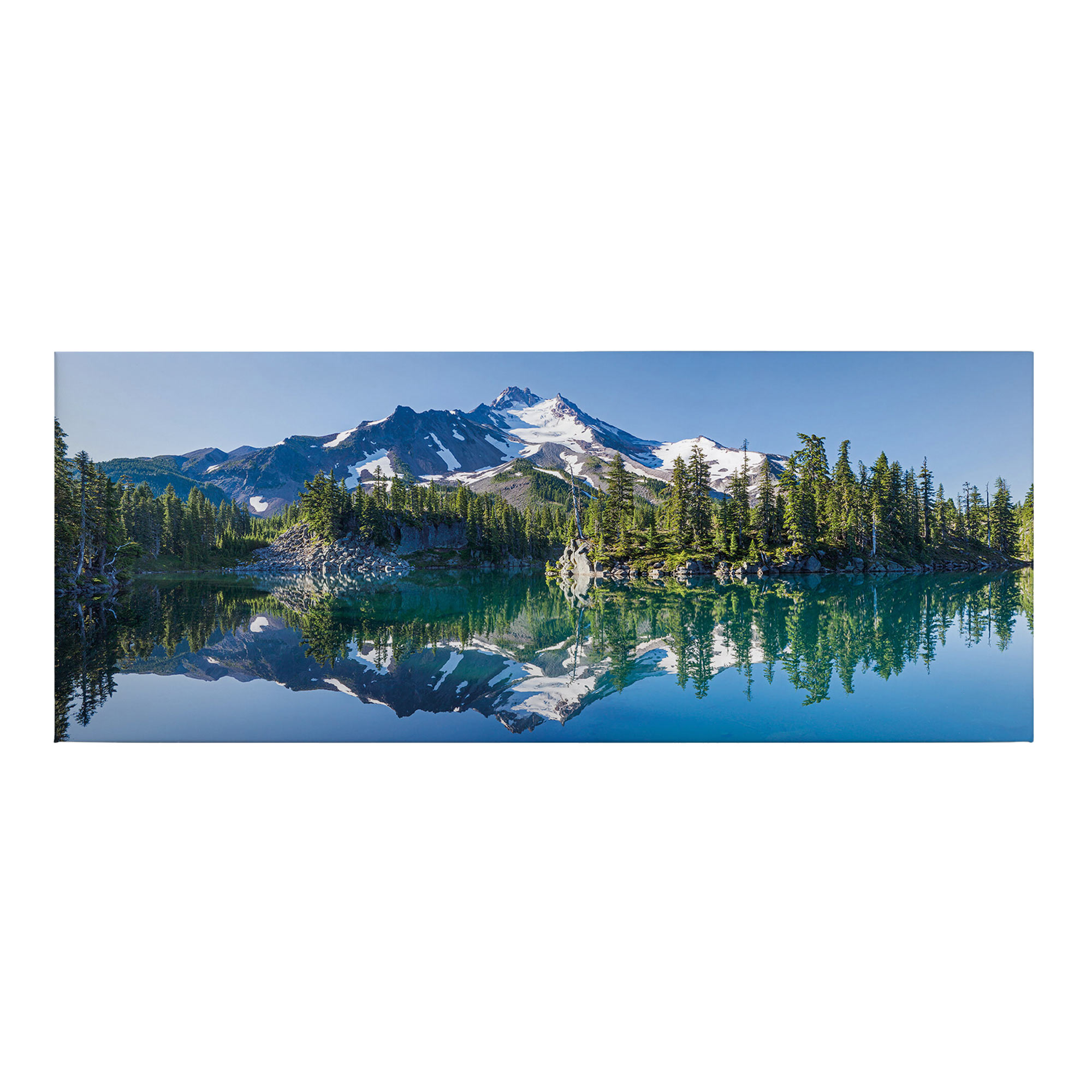 Tadessi Leinwandbild Berge See - 40 x 100 cm - M1-No.50450 - Keilrahmen in Blau Grün