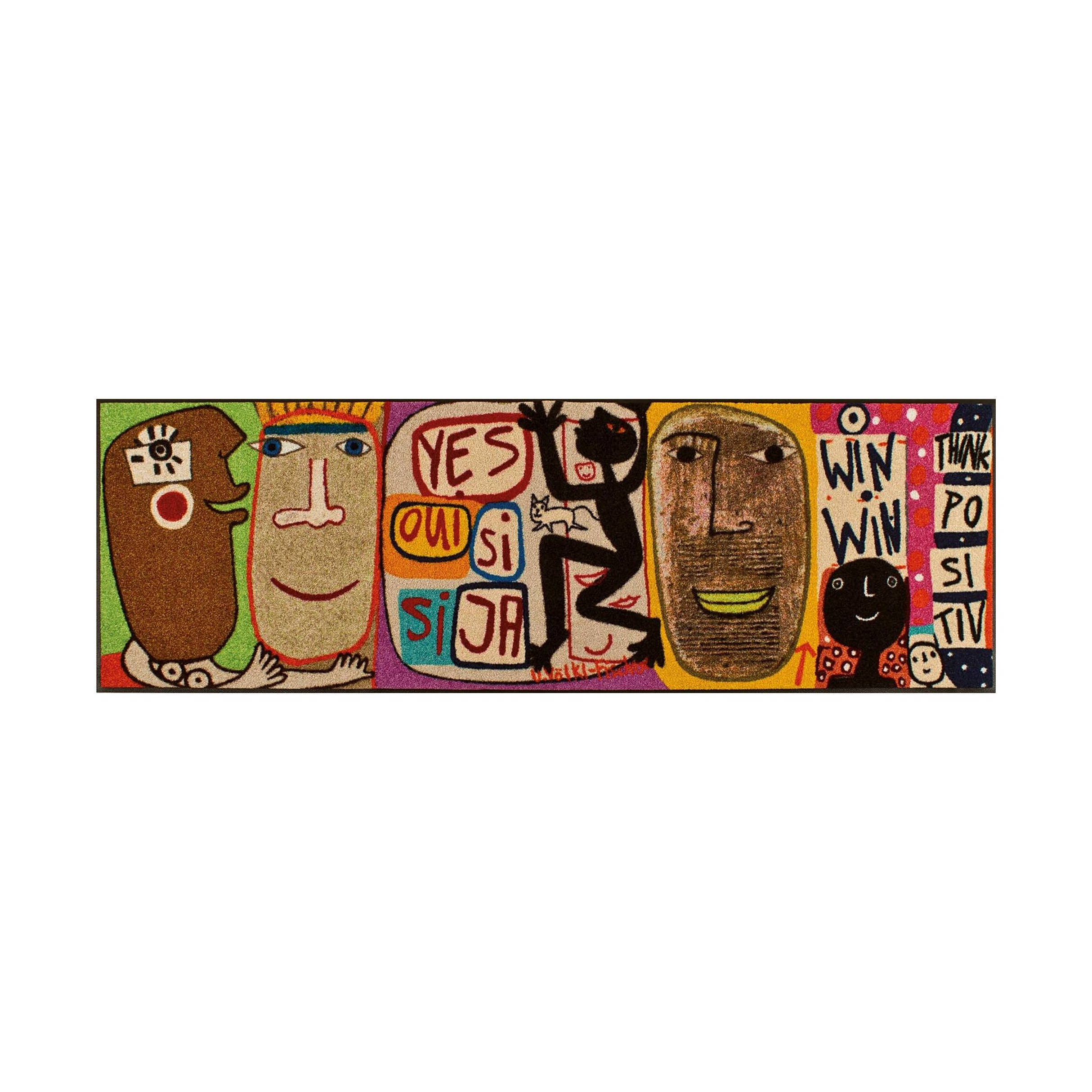 Fußmatte Lebensfreude 180 x 60 cm Schmutzfangmatte waschbar Floornovo Trend Design