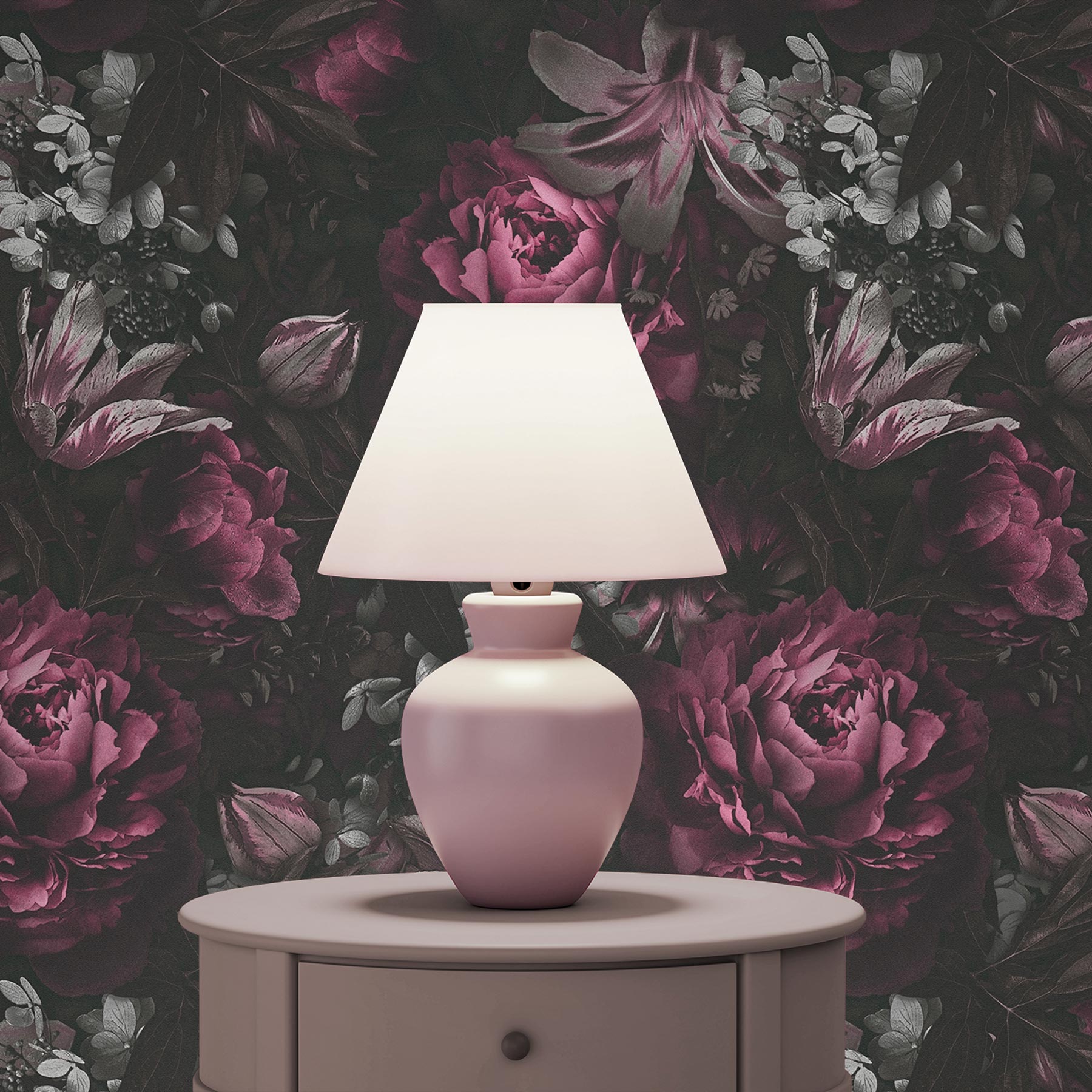 Tapete Blumen Mario M1-No.3456 | Vliestapete | Lila | Schwarz | Floral | Natur