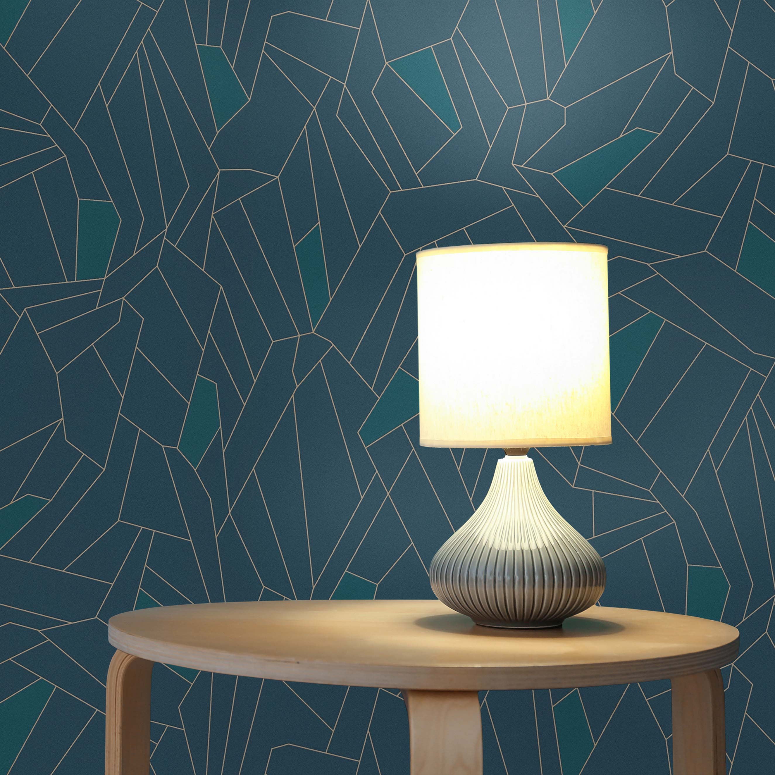 Tapete Grafik Noan M1-No.507 | Vliestapete | Blau | Petrol | Geometrische Tapete
