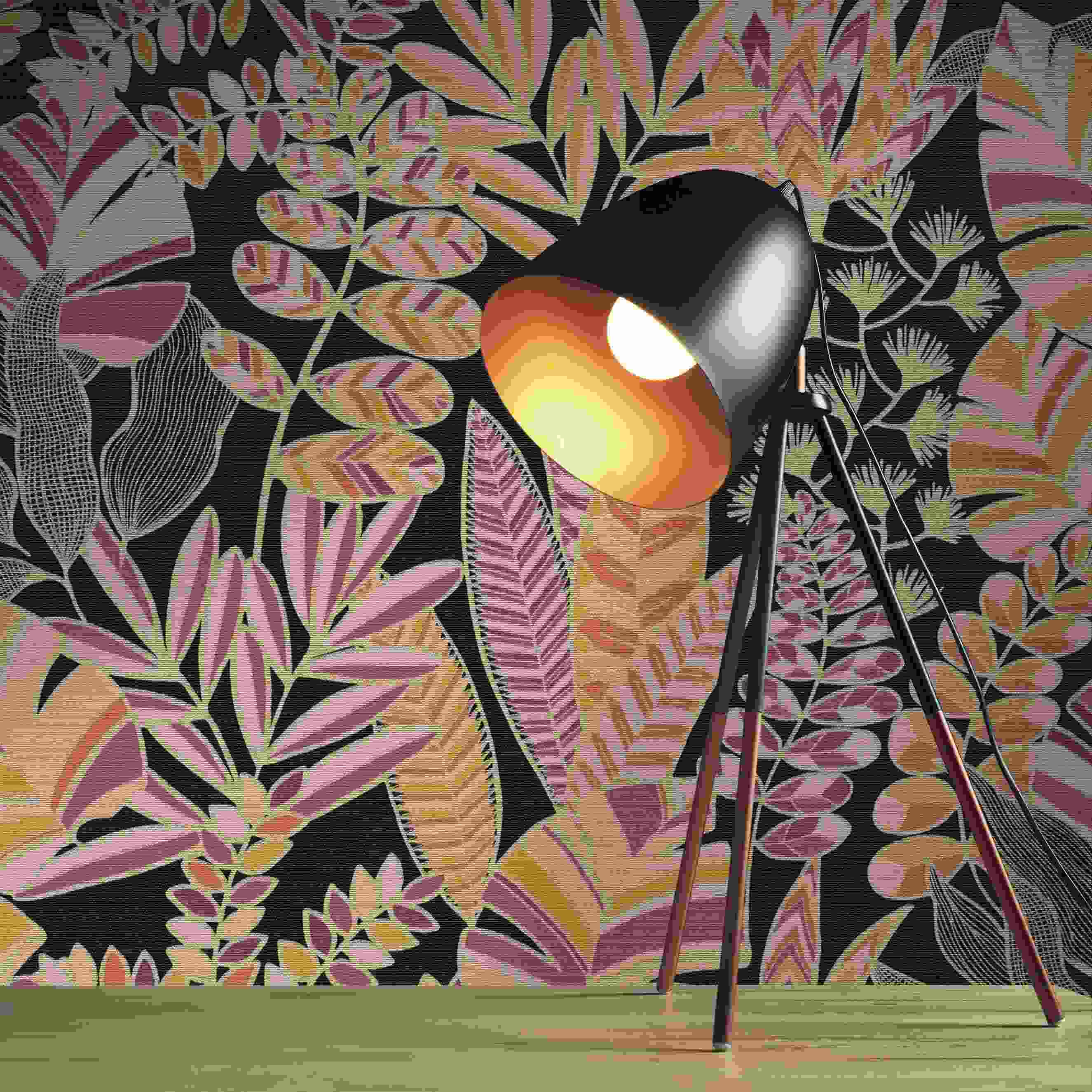Tapete Carlos Blumen M1-No.4259 Vlies Schwarz Pink Floral Tadessi 10.05 x 0.53 m