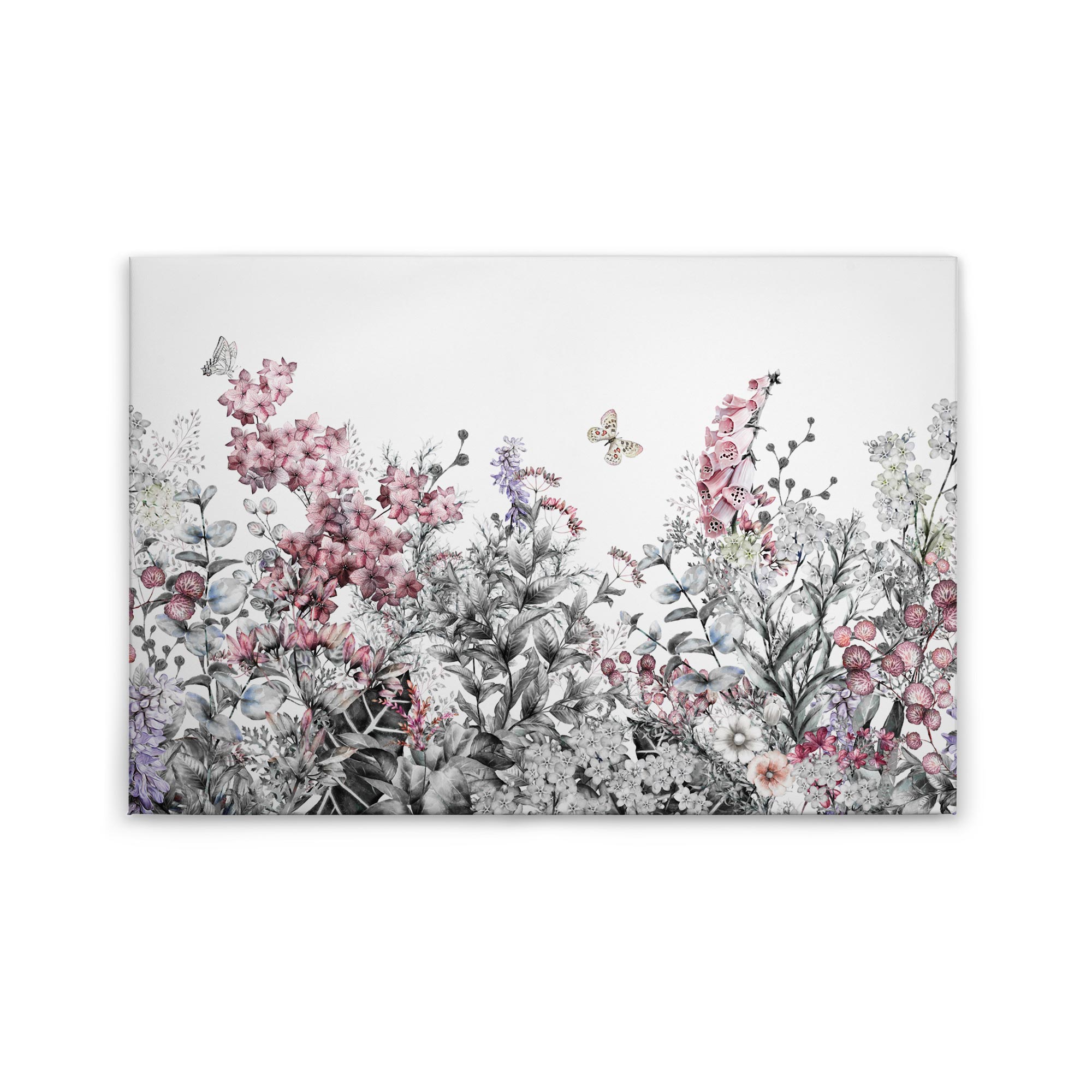 Tadessi Leinwandbild Floral - 60 x 90 cm - M1-No.50009 - Keilrahmen in Grau Weiß