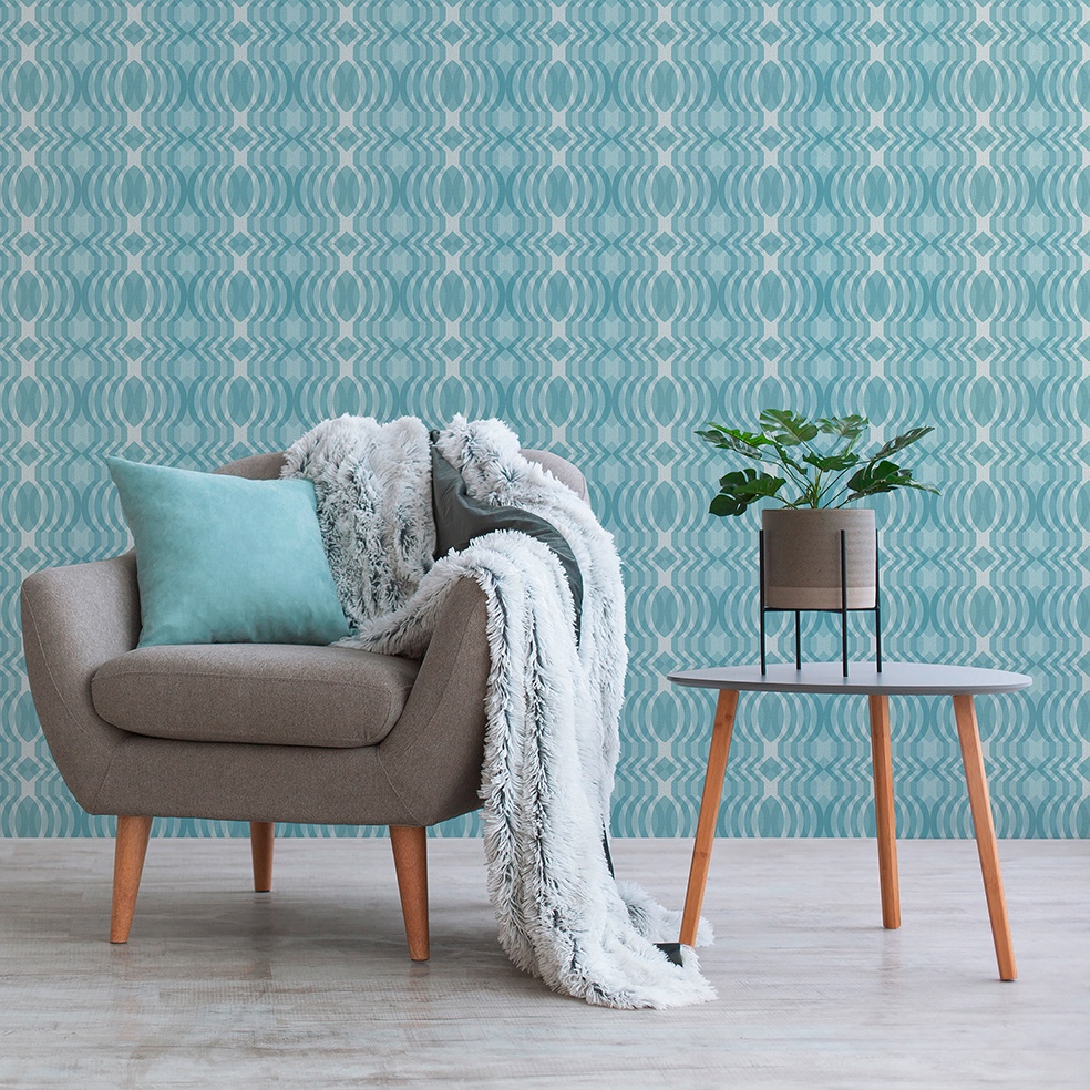 Tapete Mauro Grafik M1-No.10919 Vlies Blau Creme Tadessi 8.50 m x 0.53 m