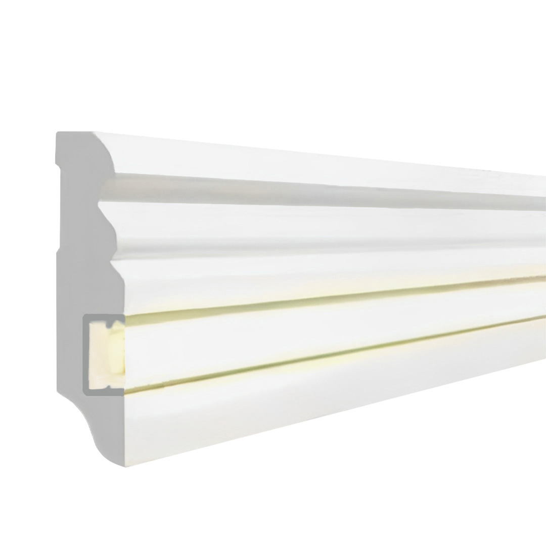 Design Licht Sockelleiste MDF-Kern, foliert weiß (19 x 58 x 2500 mm) by PROVISTON