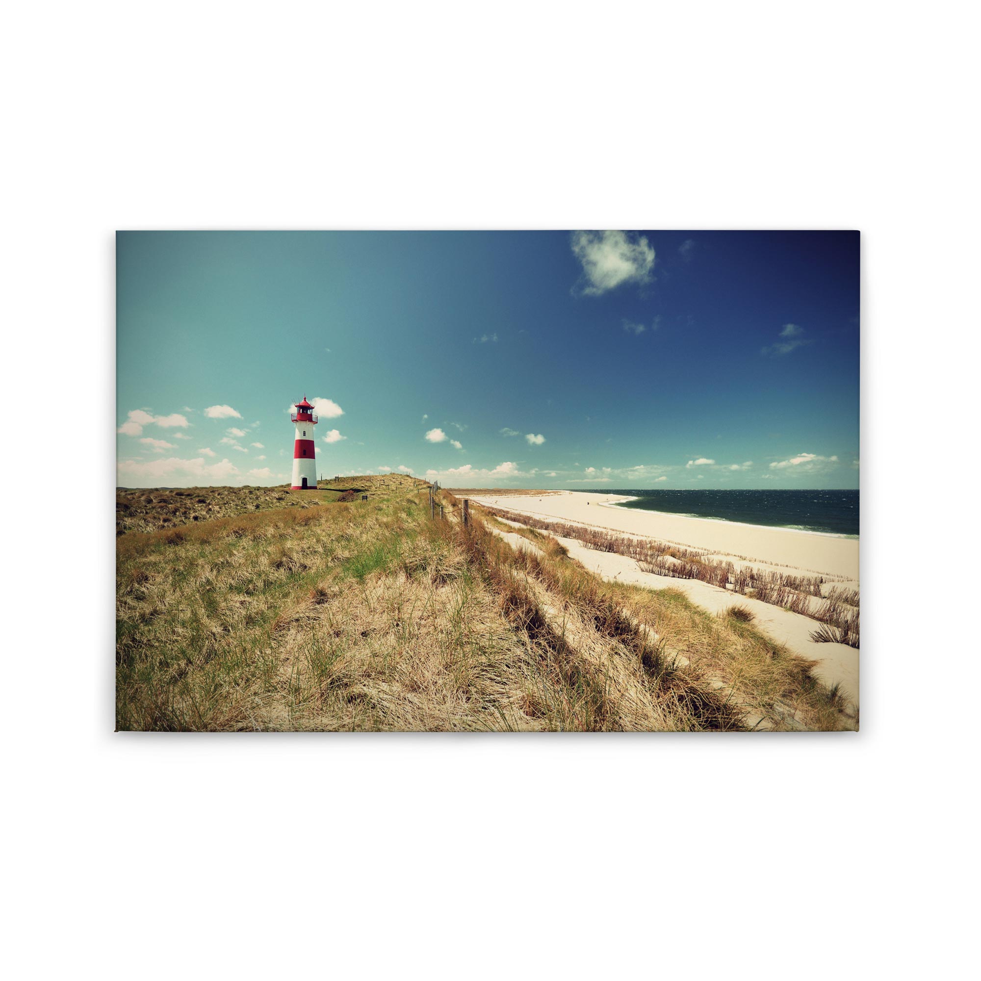 Tadessi Leinwandbild Leuchtturm - 60 x 90 cm - M1-No.50061 - Keilrahmen in Blau Grün