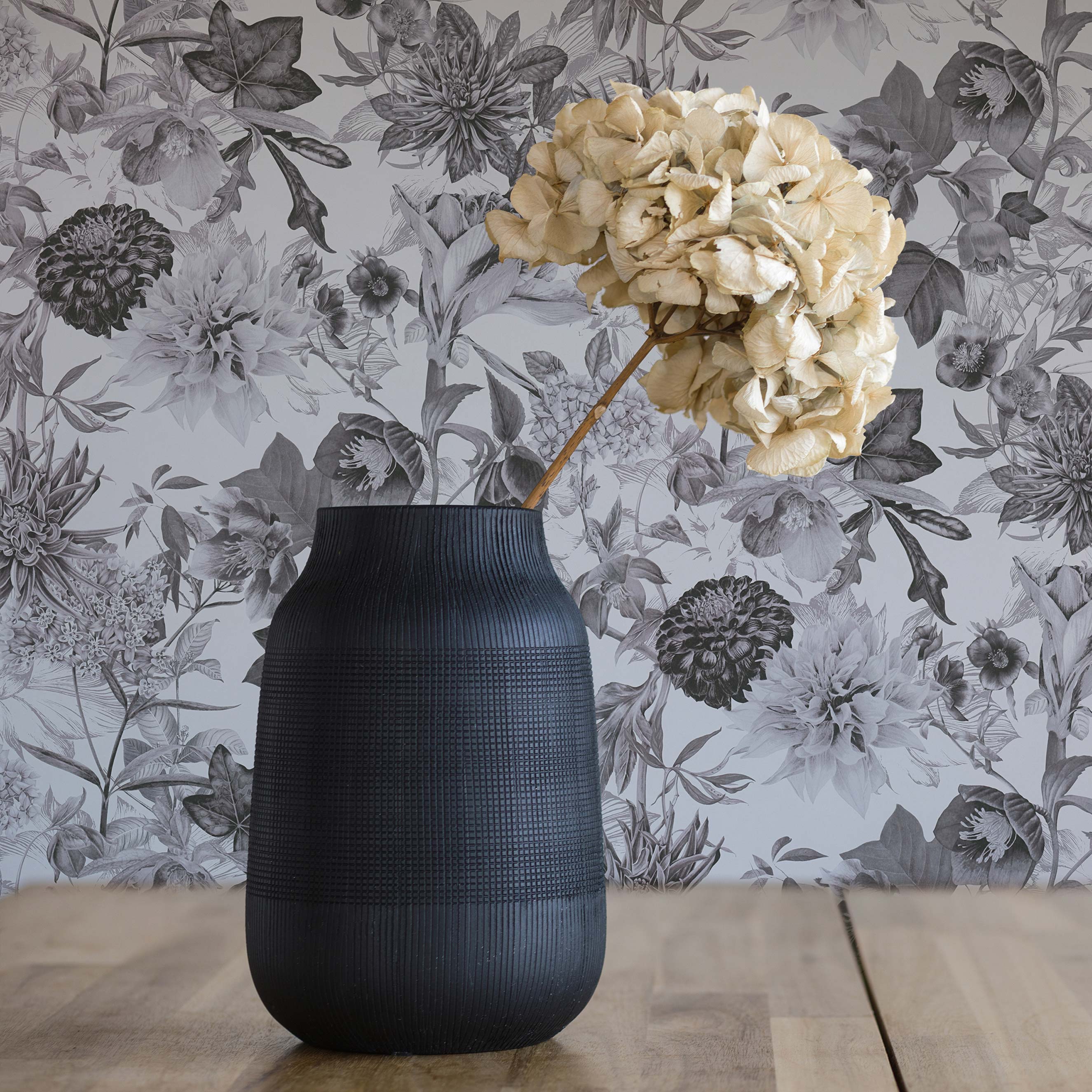 Tapete Blumen Mario M1-No.774 Vliestapete Grau Weiß Blumenoptik Floral