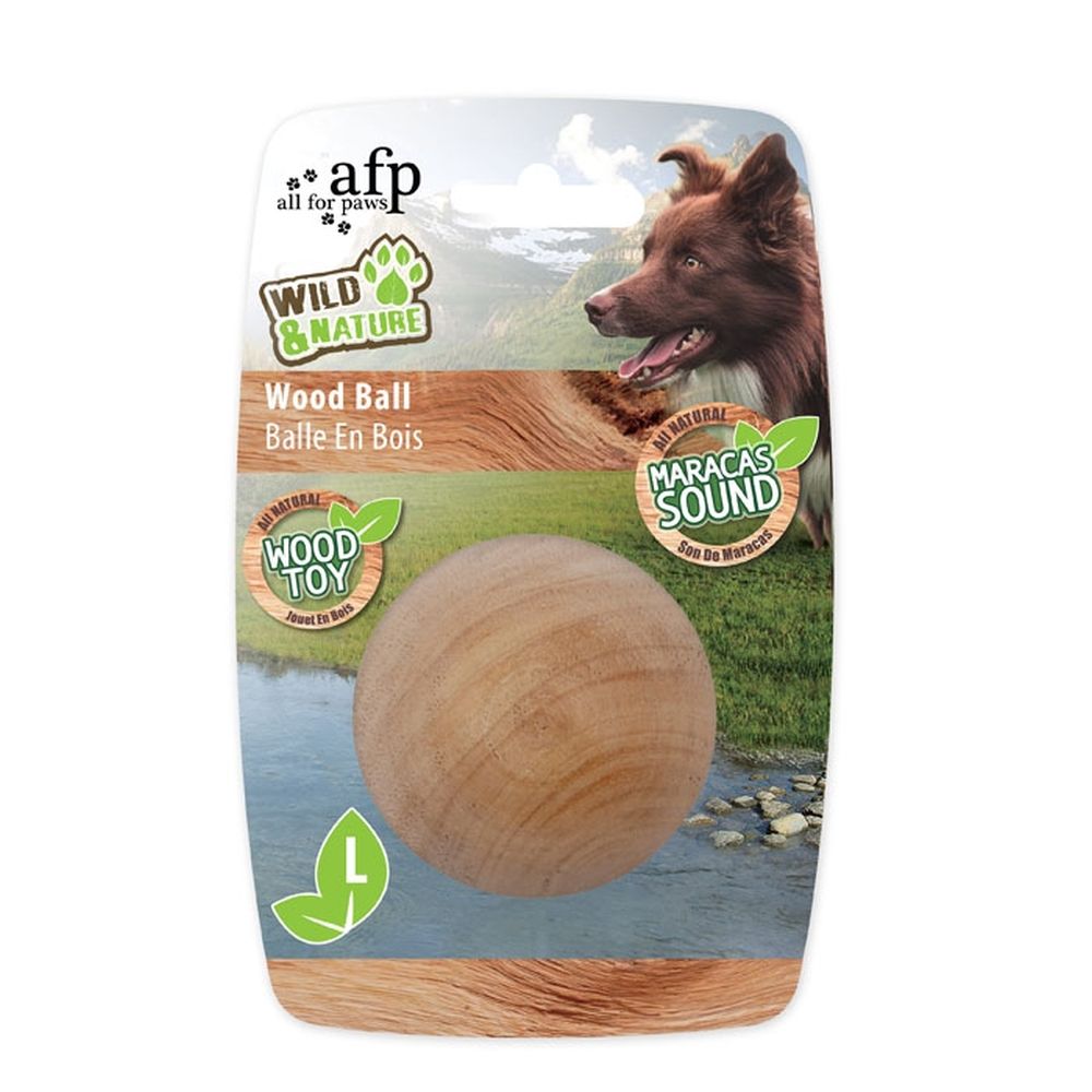 Hunde Spielzeug  | Wild and Nature | Maracas Kugel aus Holz | L | Durchmesser:7.5 cm