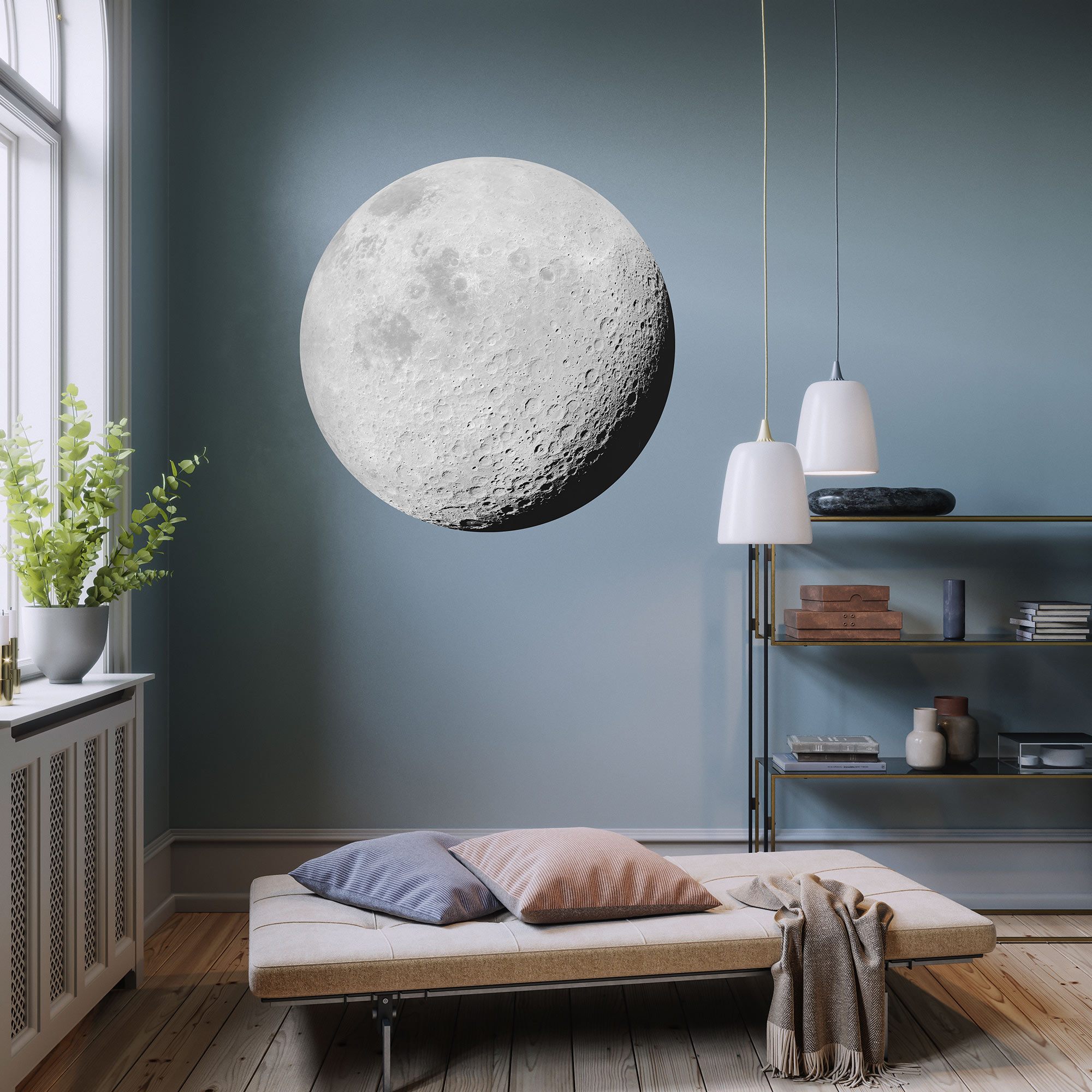 Komar Fototapete Disney Dot Luna 125 x 125 cm Wandtattoo Vlies Selbstklebend Luna Mond Krater Planet