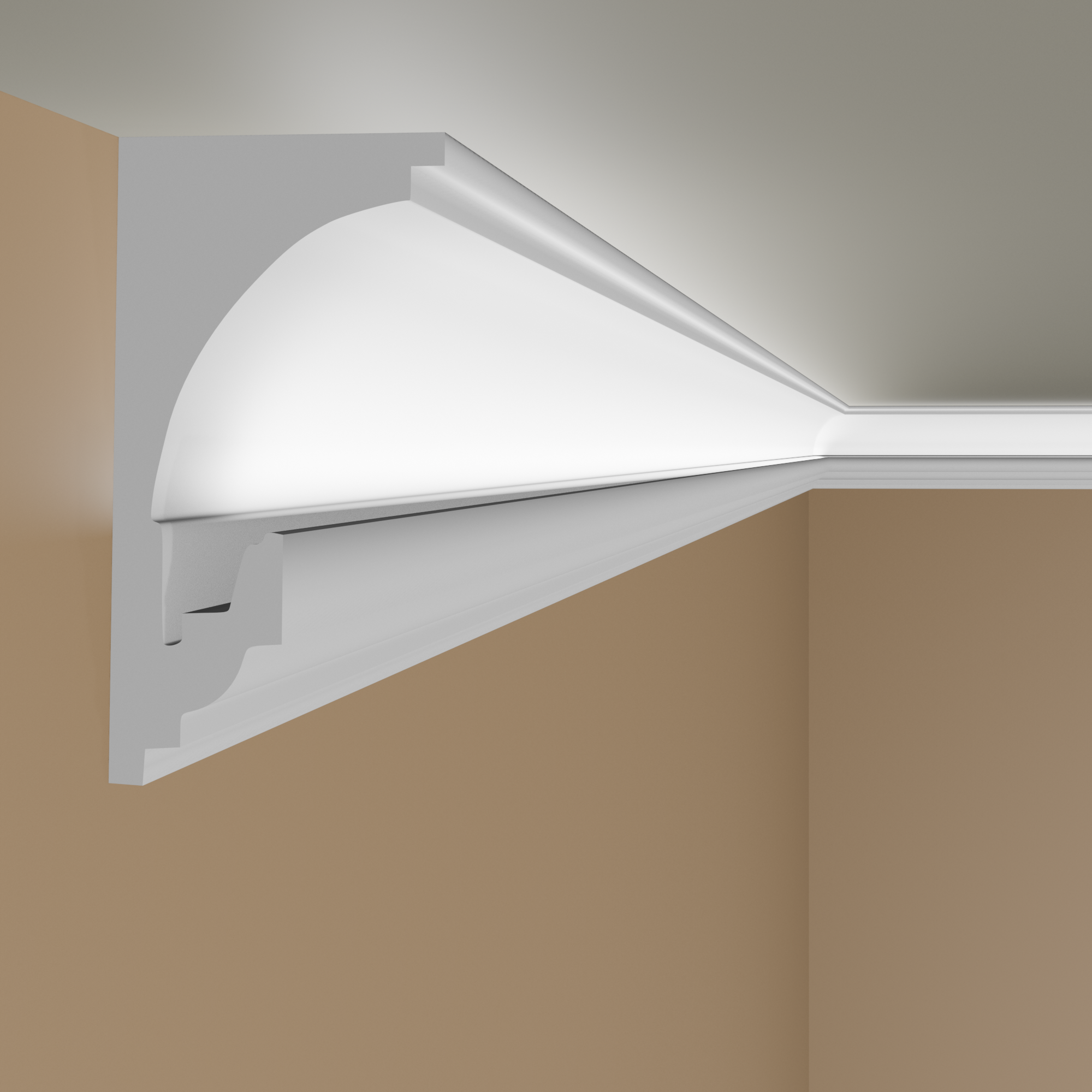 Elite Decor Lichtleiste KD201| Polystyrol 115 x 90 x 1150 mm Weiß Styropor Deckenleiste