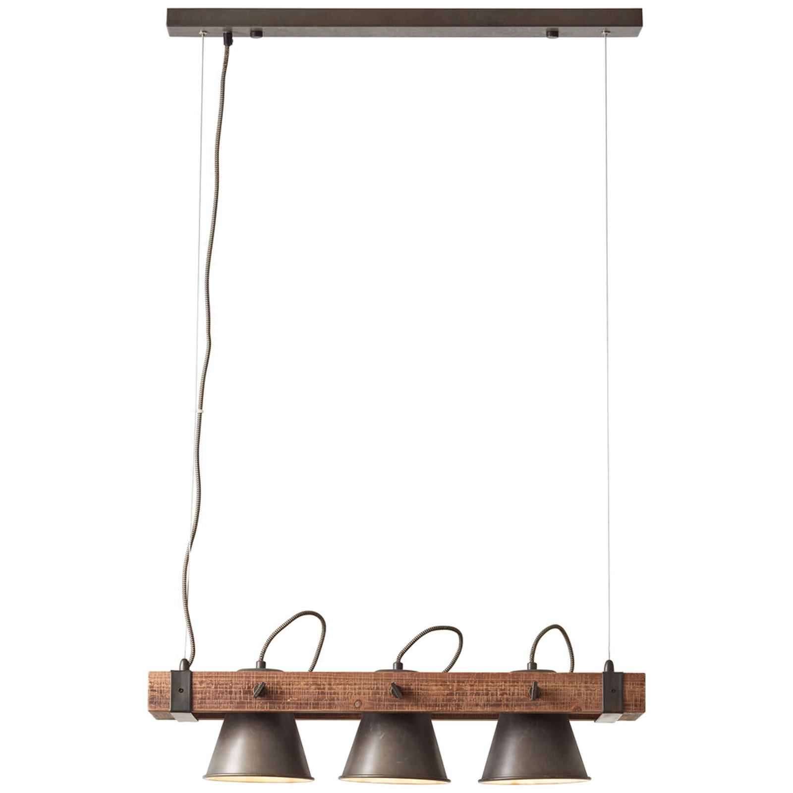 Pendelleuchte 115 x 20 x 70 cm Braun Holz Pendellampe Kegel Vintage Industrial Harmonisch