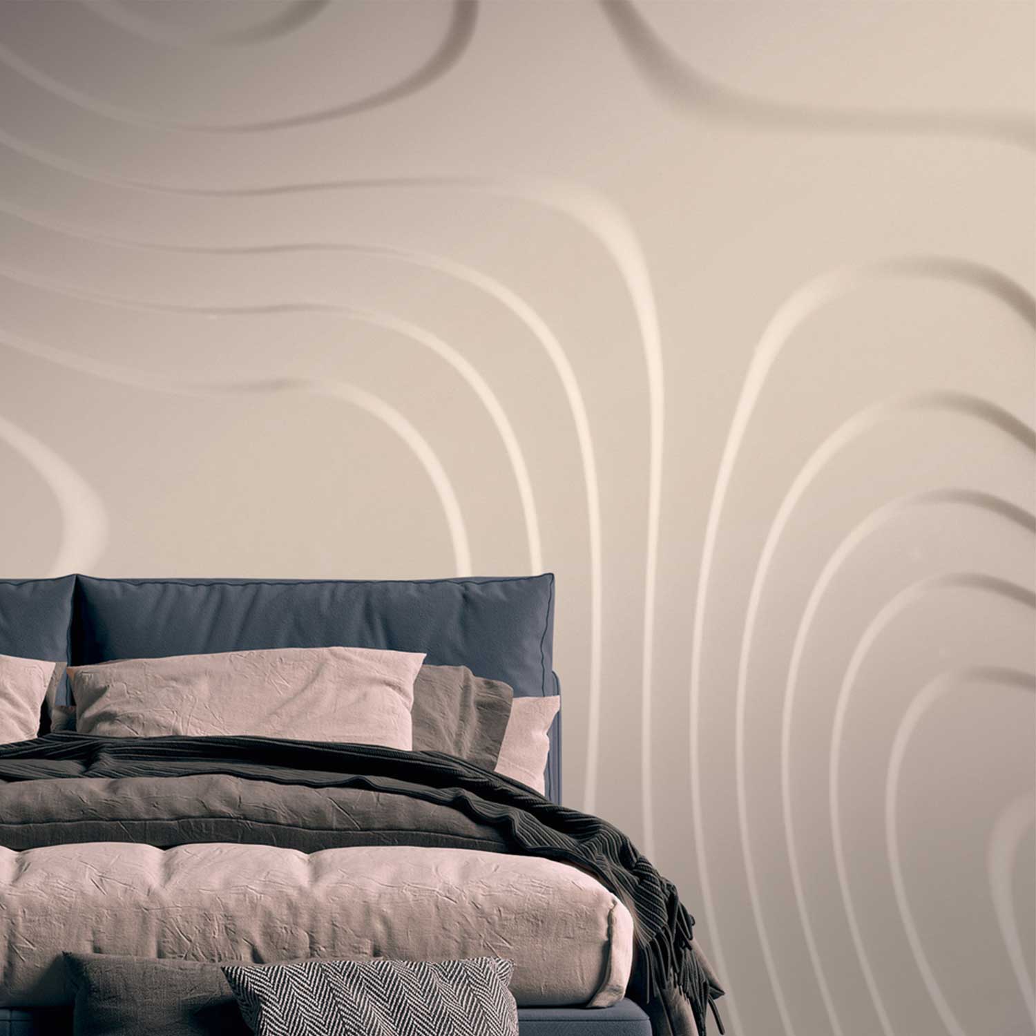 Tadessi Fototapete 3D Optik M1-No.10313 Digitaldruck Tapete Beige - Geometrisch Modern Abstrakt