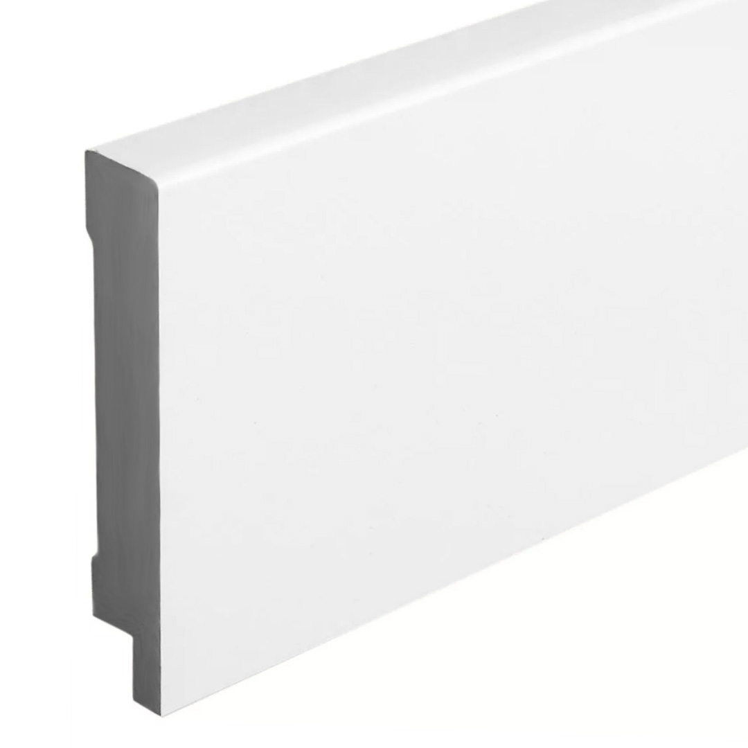 PROVISTON | Fußleiste | Kunststoff Sockelleiste | 16 x 100 x 2400 mm | Weiß Foliert | Abgerundet