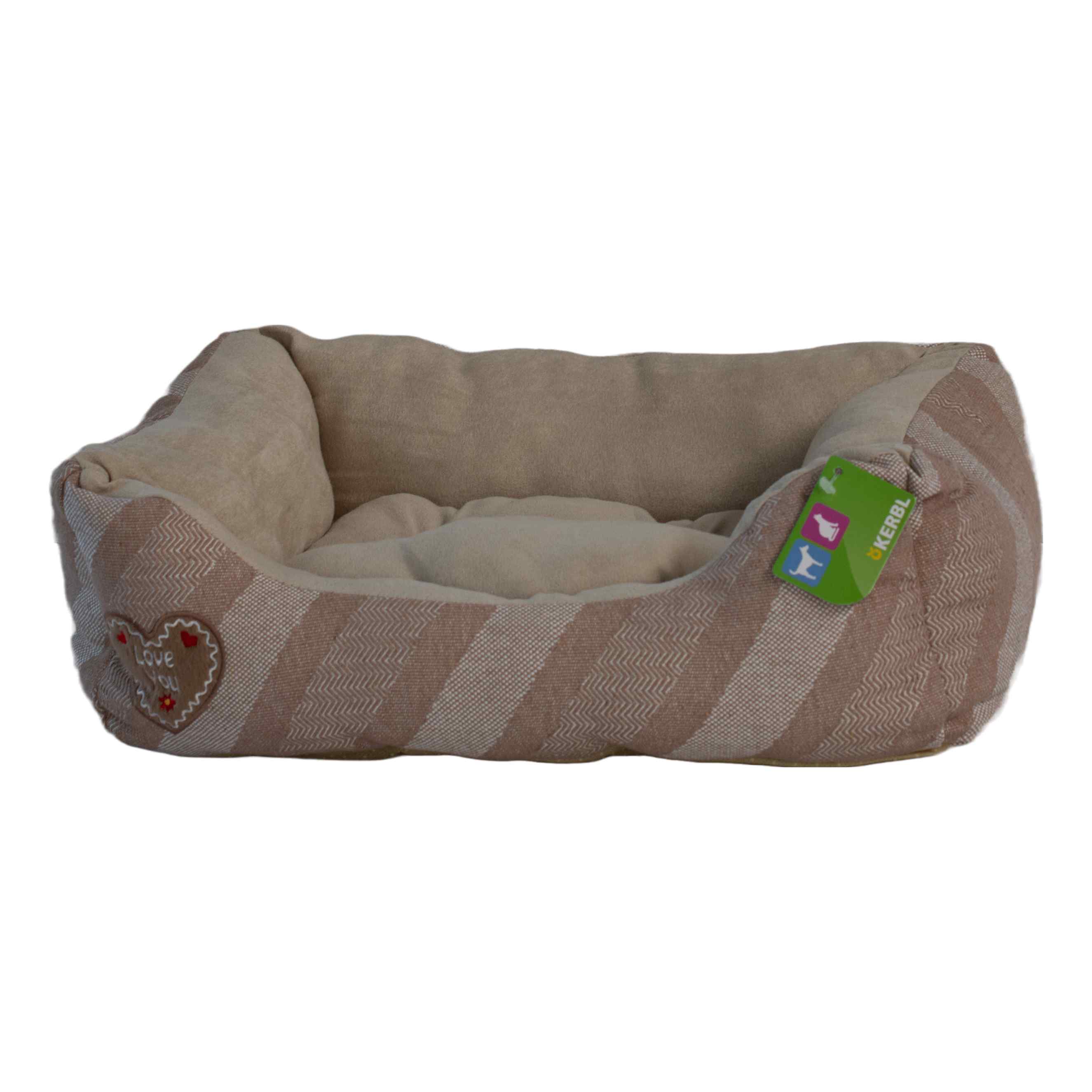 Kerbl | Hundebett Love You | Beige | versch. Größen | Kuschelbett mit Fleecedecke | Hundeschlafplatz