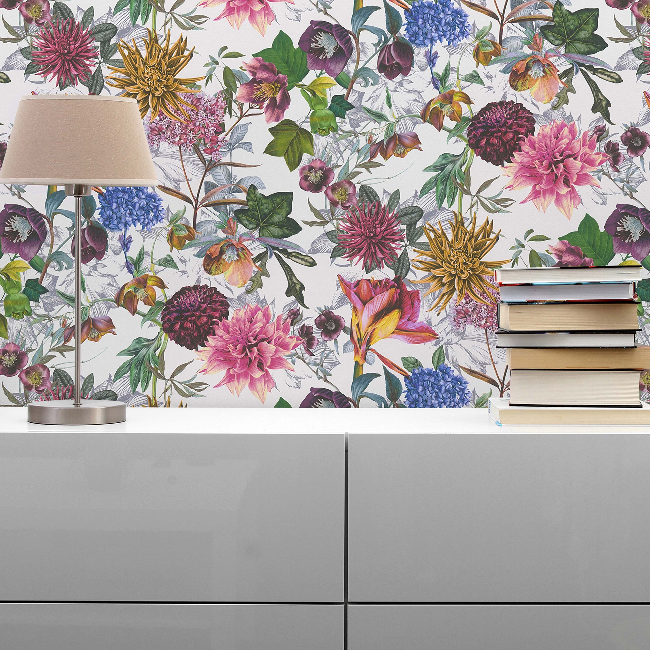 Tapete Blumen Juliano M1-No.775 Vliestapete Lila Weiß Blumenoptik Natur