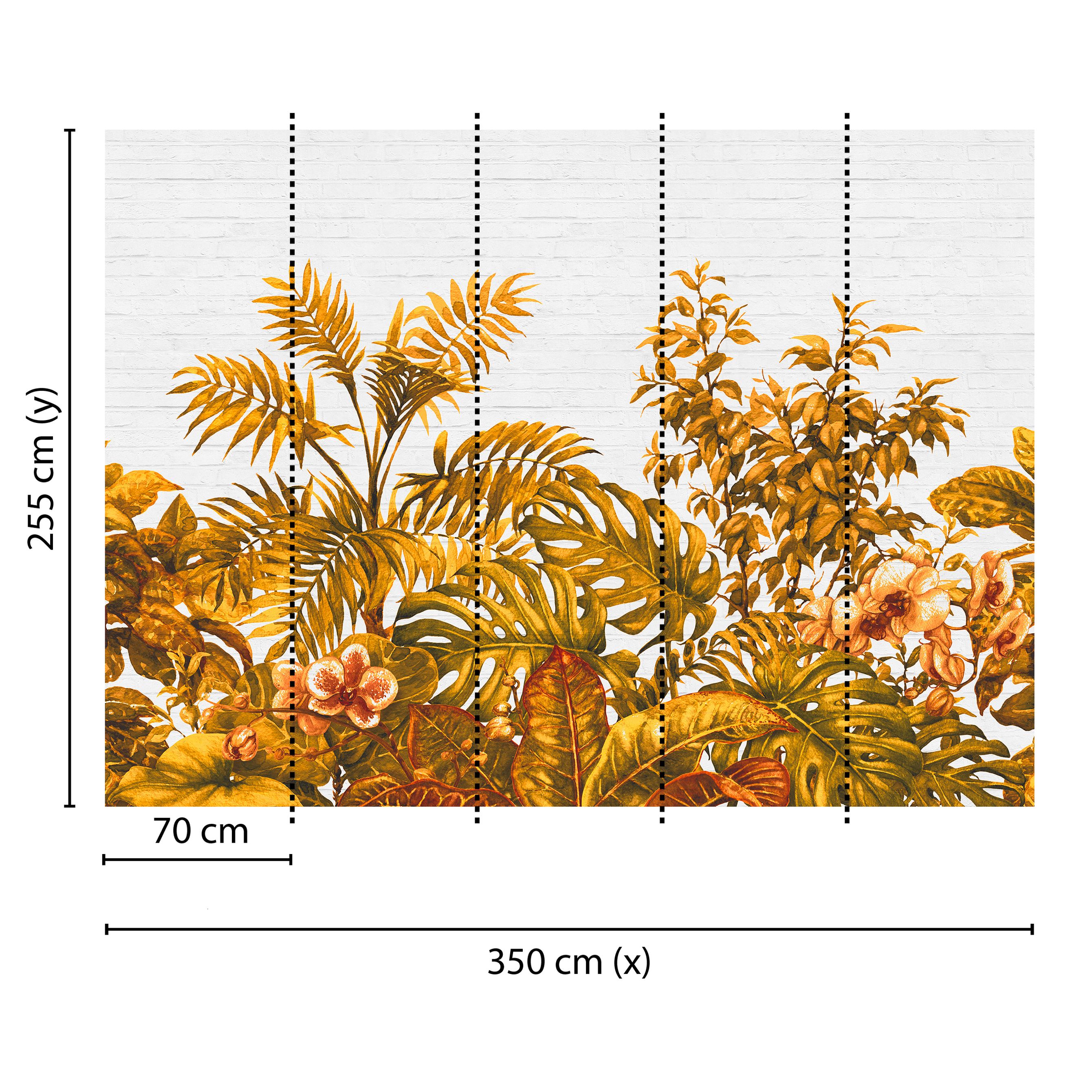 Tadessi Fototapete Dschungel M1-No.60503 Digitaldruck Tapete Orange Weiß - Pflanzen Floral
