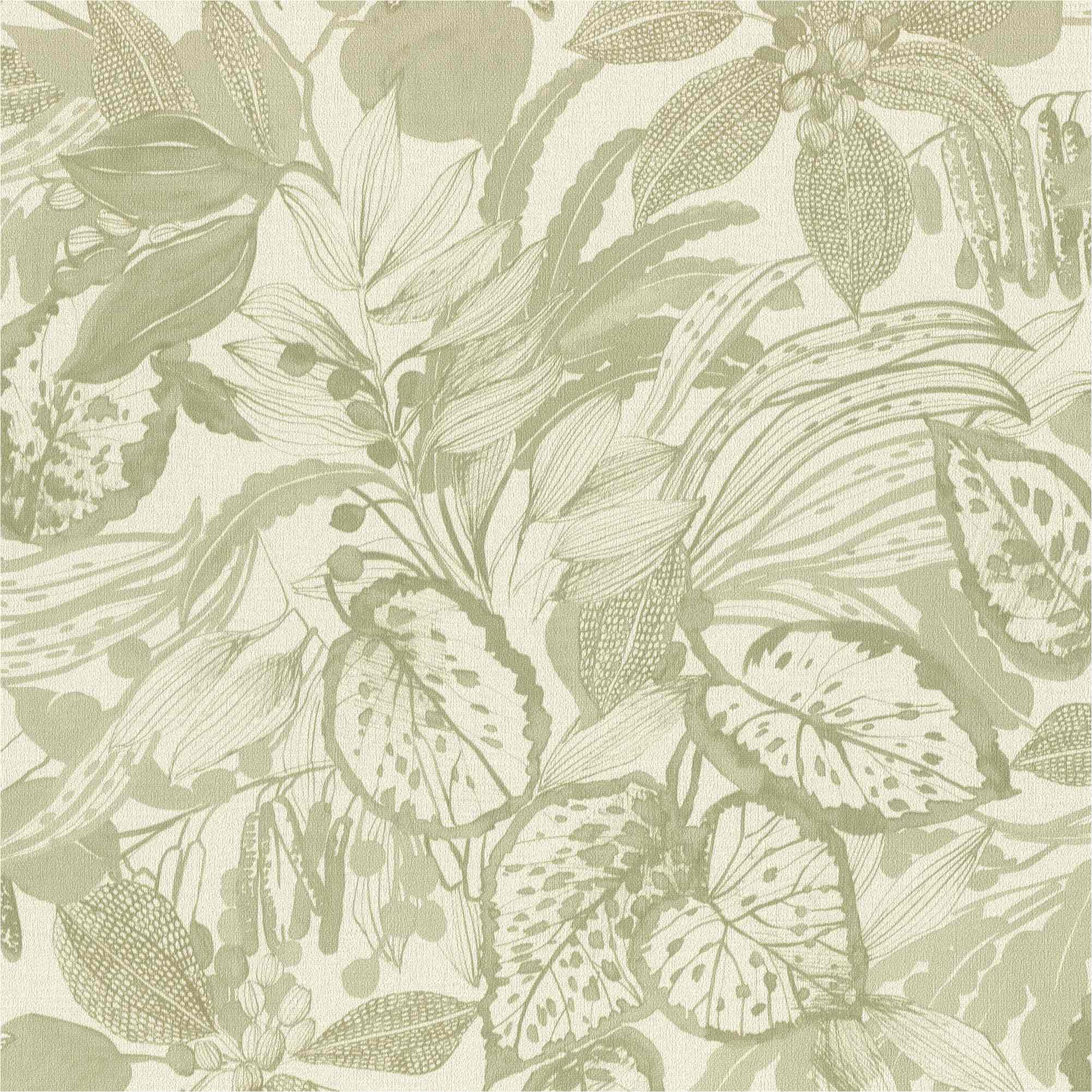 Vliestapete 554922 Blätter und Pflanzen Botanical Grün Liverna Rasch