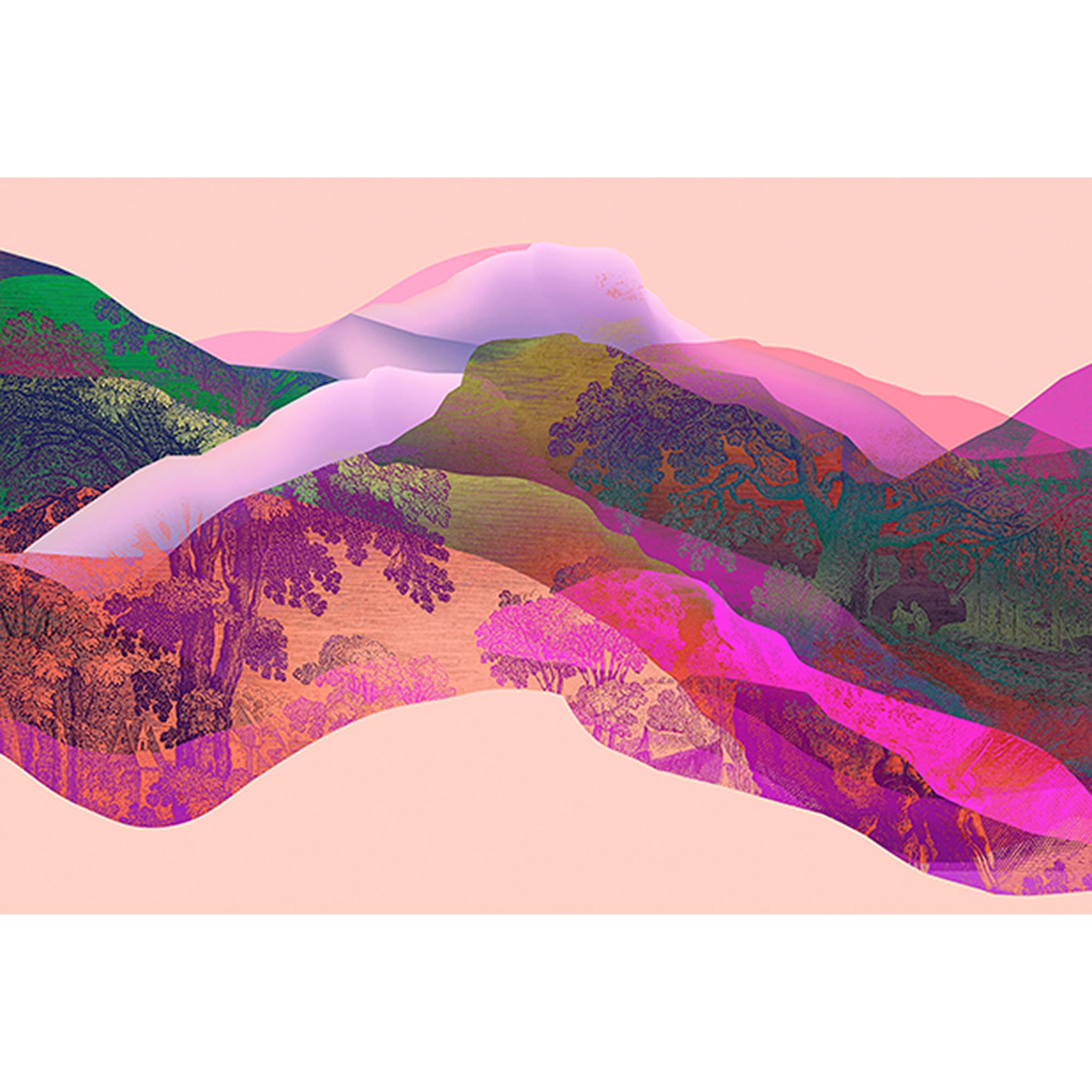 Tadessi Fototapete Berge M1-No.61129 Digitaldruck Tapete Lila Rosa - Modern
