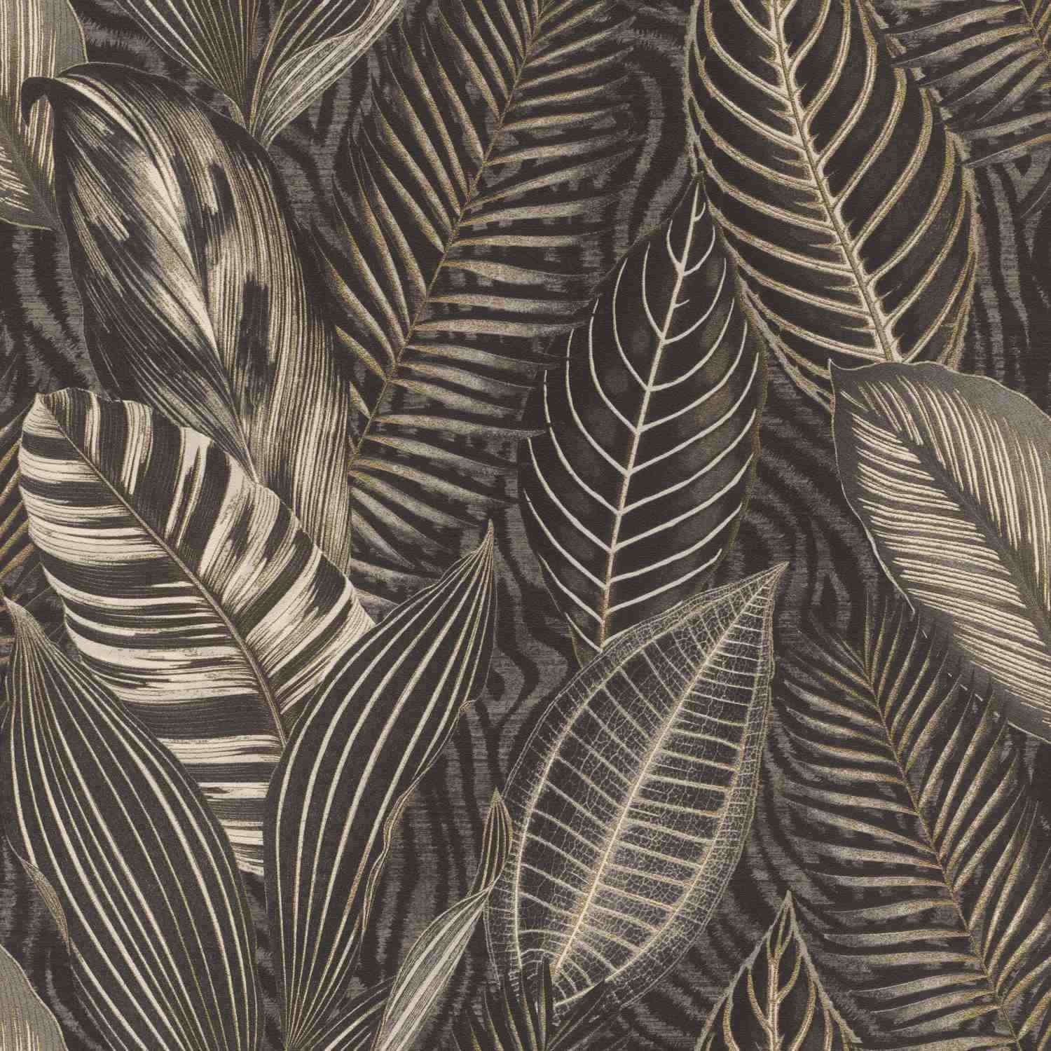 Rasch Reina Africana III 751833 Papel pintado no tejido Botánico 0,53 x 10,05 m Negro Dorado