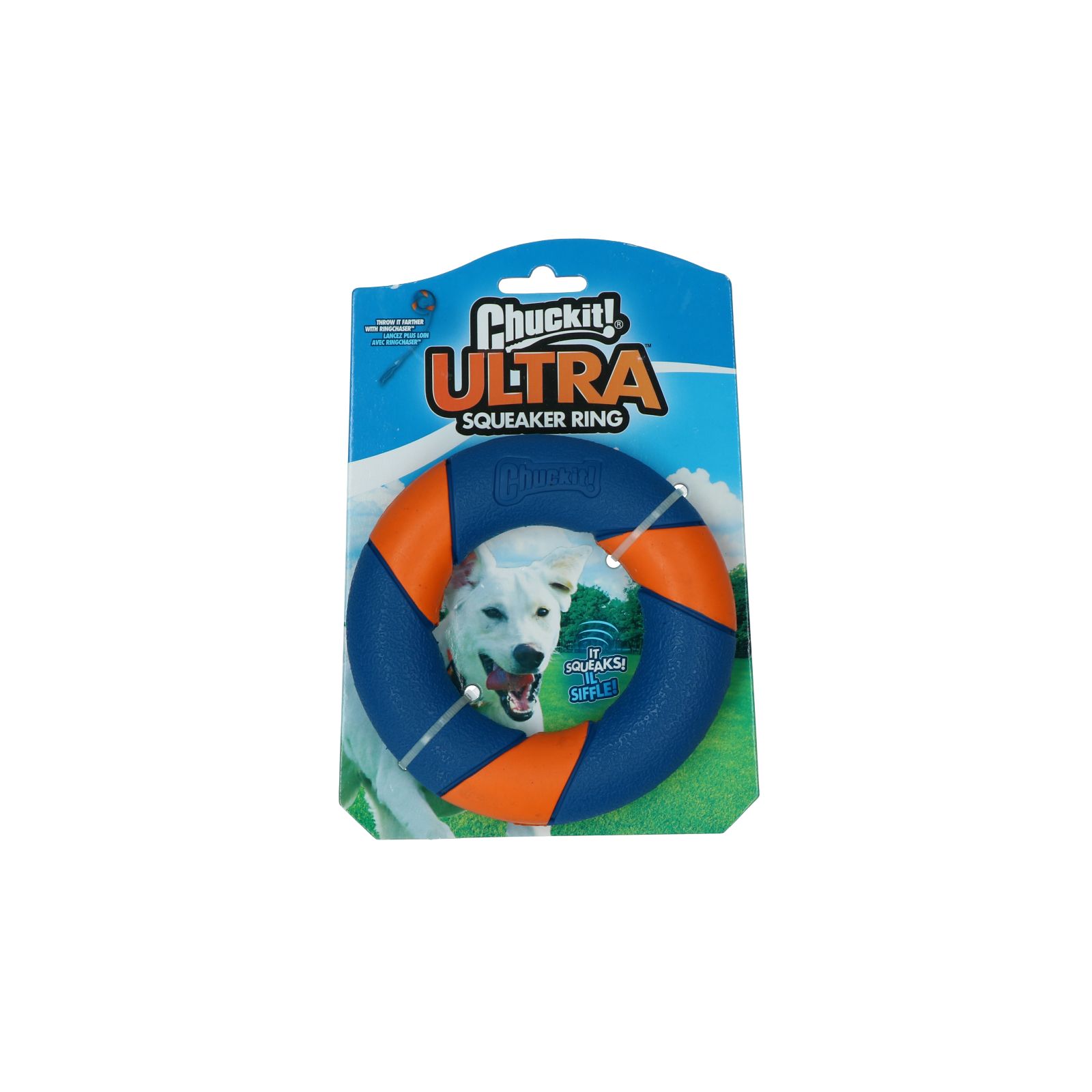 ChuckIt | Hundespielzeug | Ultra Ring | Wurfspielzeug | Blau-Orange | mit Quietscher | Robust