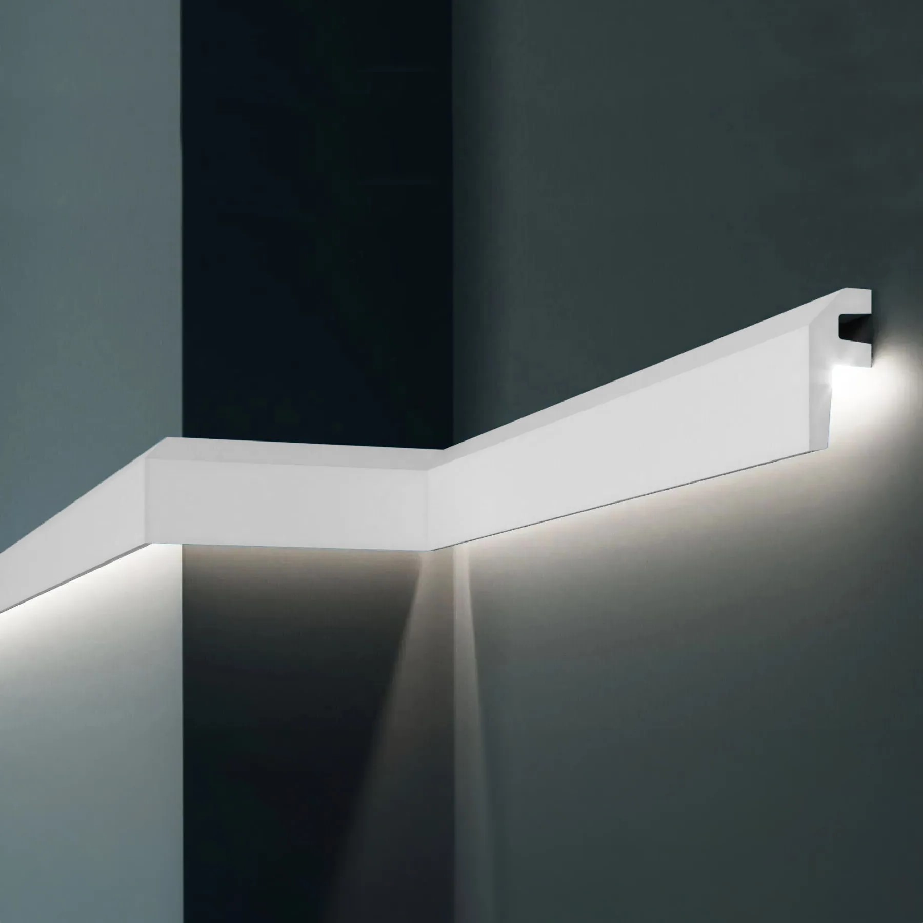 Elite Decor | Lichtleiste "KF718" | Polyurethan | 34 x 79 x 2000 mm | Weiß | Styropor Zierleiste