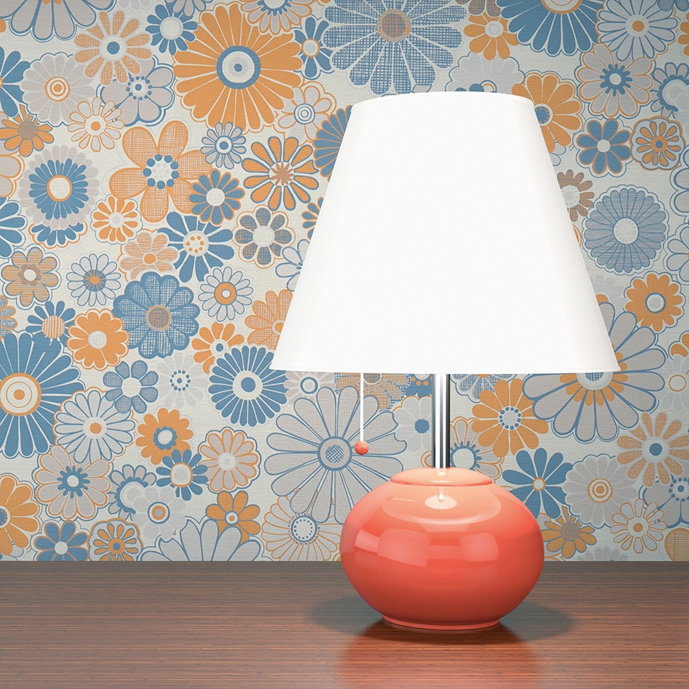 Tapete Lenni Blumen M1-No.10924 Vlies Blau Orange Tadessi 8.50 m x 0.53 m