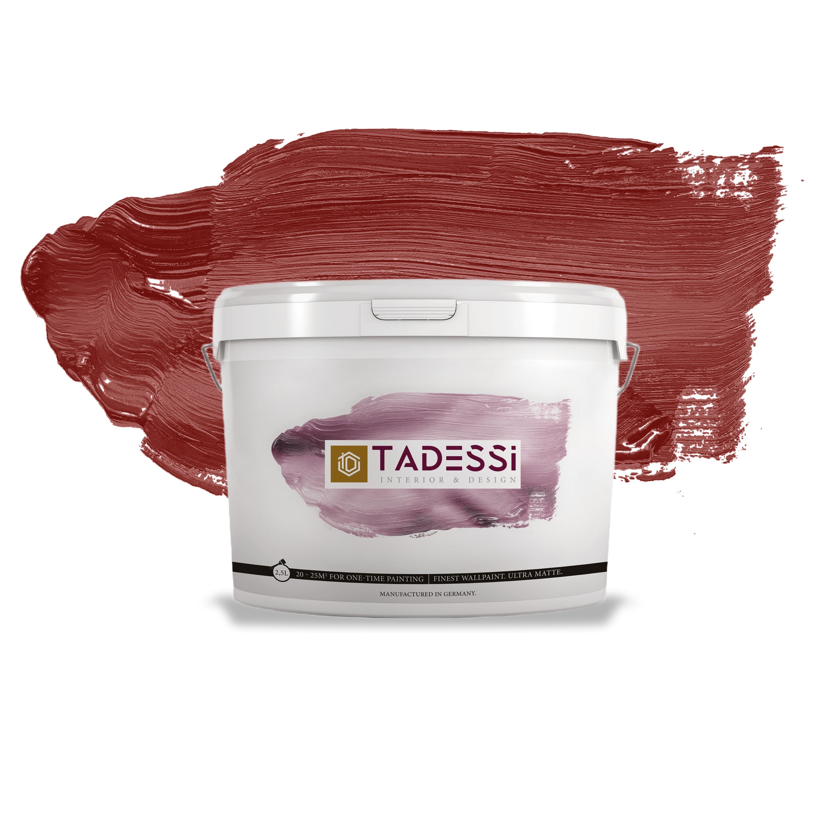 TADESSI Color Vista - Pintura de pared roja - Rojo vino - Pintura mate para interiores - Pintura de dispersión de alta calidad