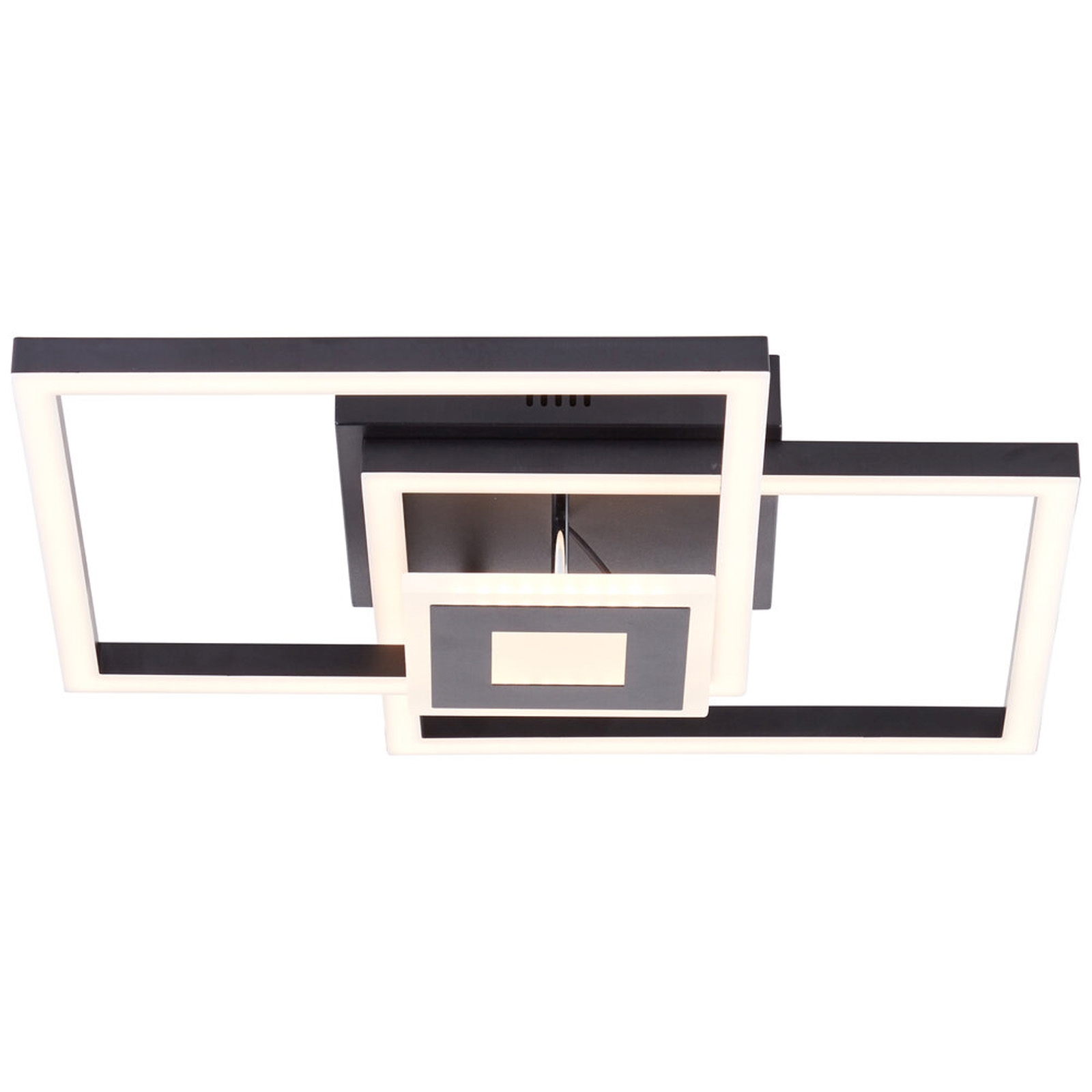LED Deckenleuchte 9 x 40 x 40 cm Schwarz Metall Deckenlampe Modern Lichtfarbe: Warmweiß Harmonisch