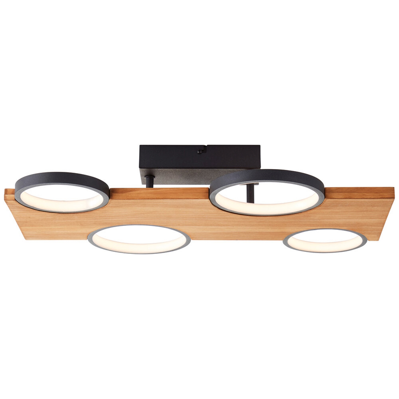 LED Deckenleuchte 10.2 x 34.6 x 55 cm Braun Holz Deckenlampe Modern Lichtfarbe: Warmweiß dimmbar