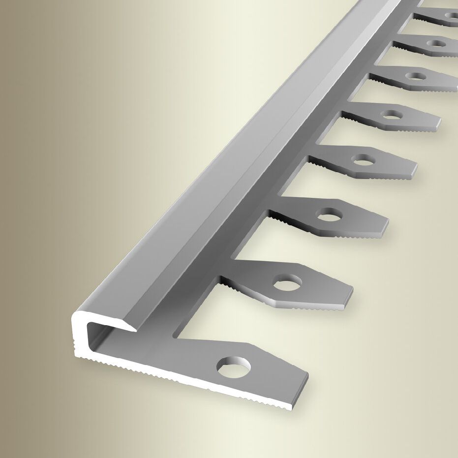 Perfiles de canto y acabado Küberit, 8 mm de alto, 30 mm de ancho, 2500 mm de largo, altura del canto: 5 mm, aluminio anodizado