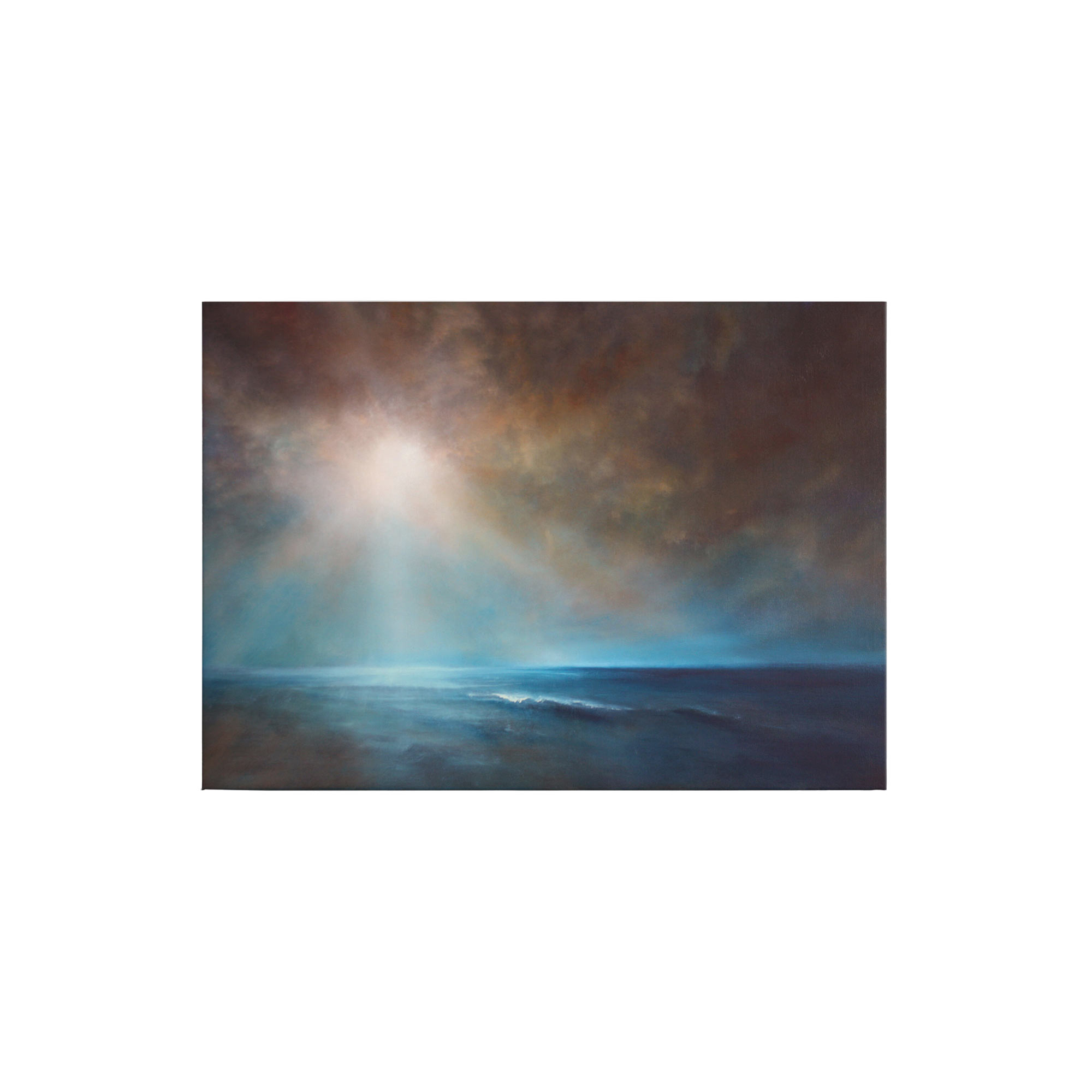 Tadessi Leinwandbild Meer und Sonnenstrahlen - 50 x 70 cm - M1-No.50317 - Keilrahmen in Blau
