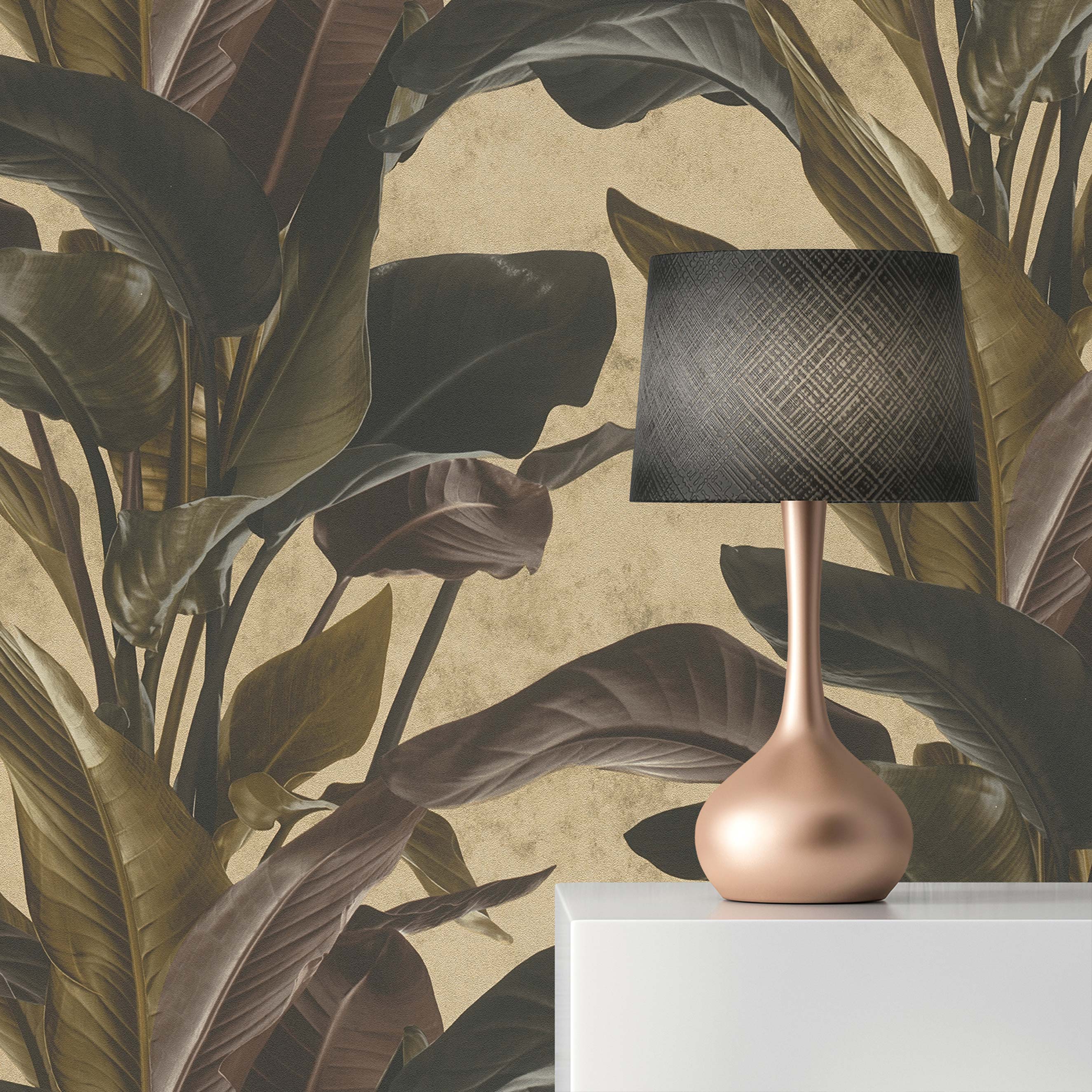 Tapete Wald und Blätter Salvatore M1-No.616 Vliestapete Gold Braun Blumentapete