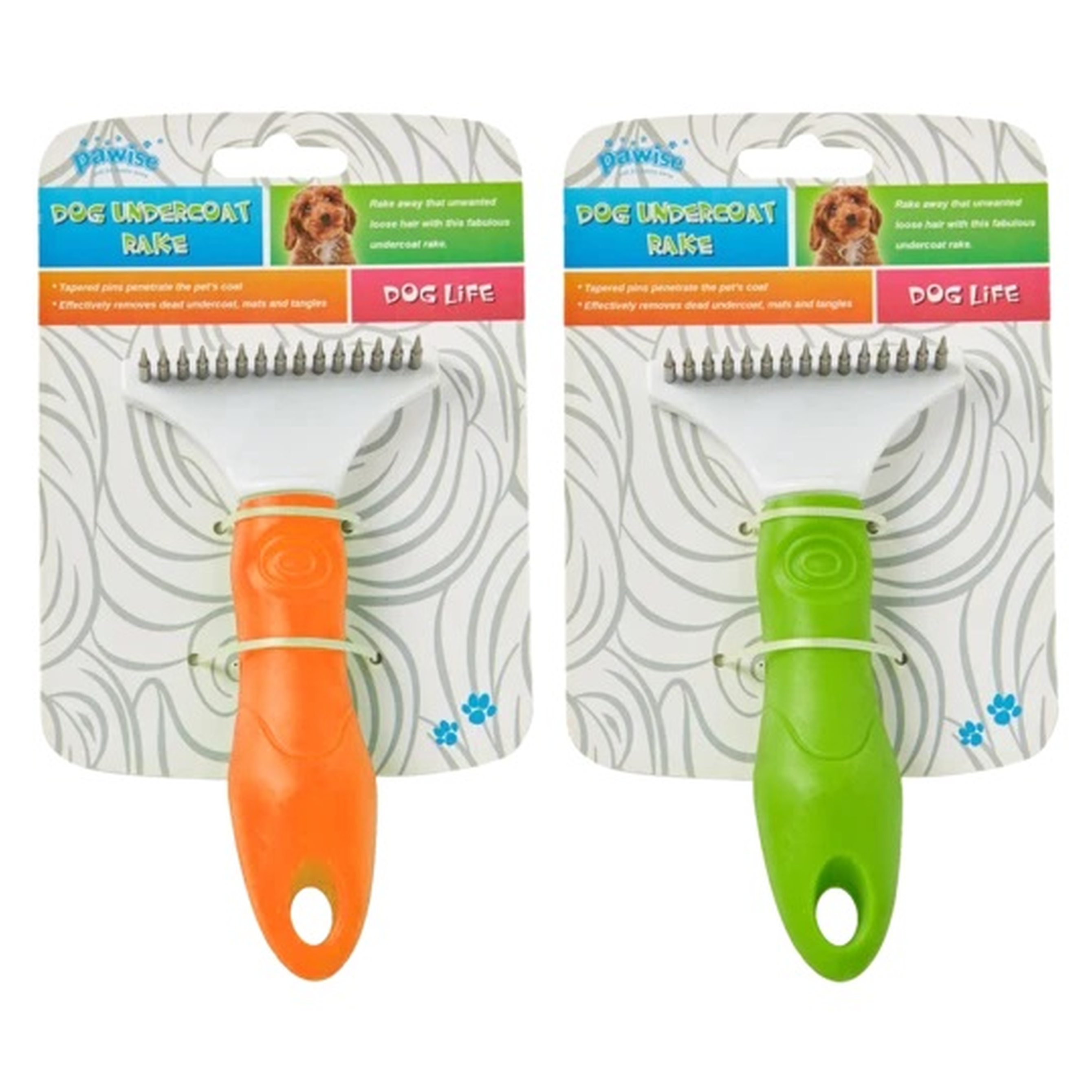 Hundepflege | Kamm | Fellwechsel | ergonomisch | Grün | Orange | Gummi | 7.5 cm | S