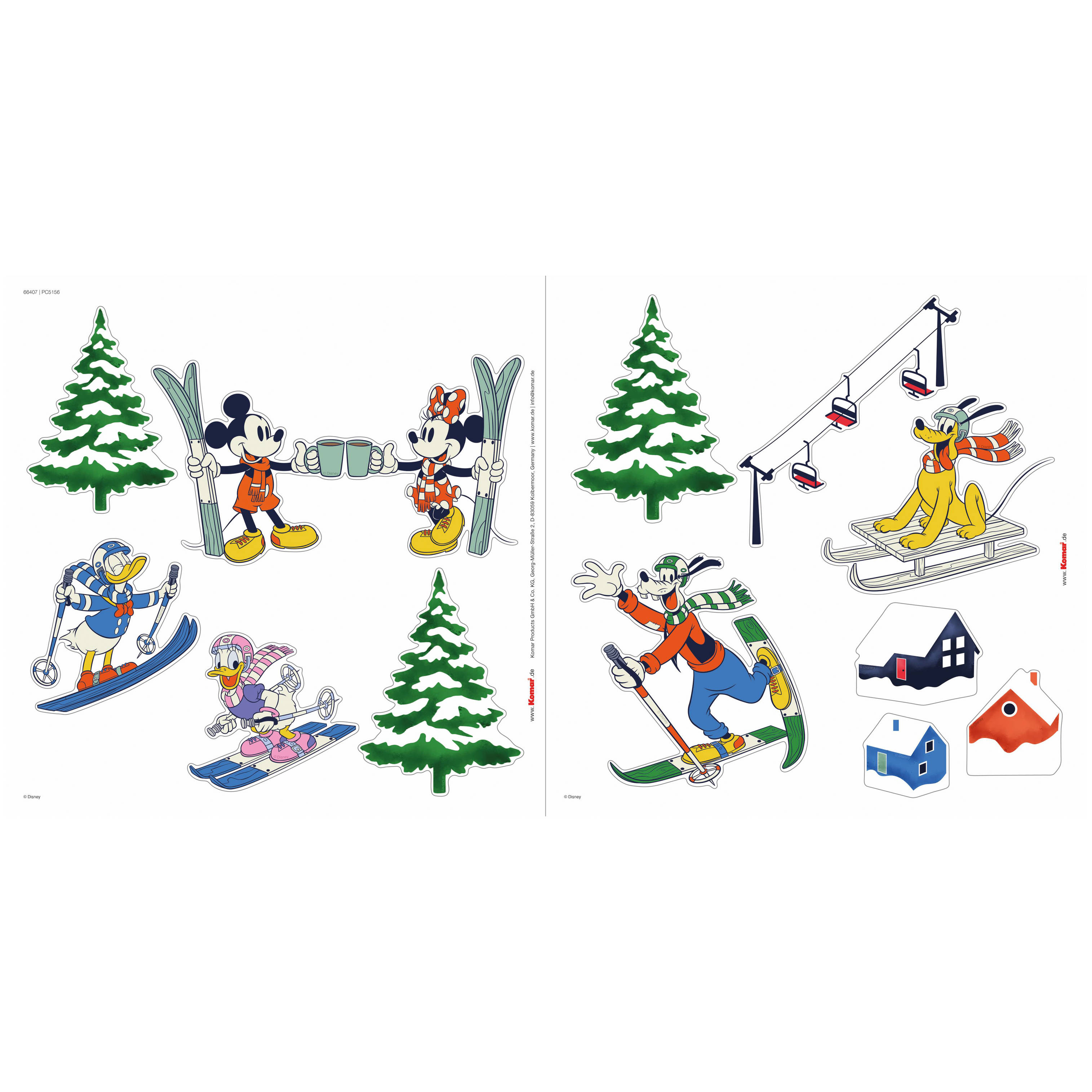 Komar Fenstersticker - Disney Mickey Mouse Snowland - 30 x 30 cm - Mehrteiliges Stickerset