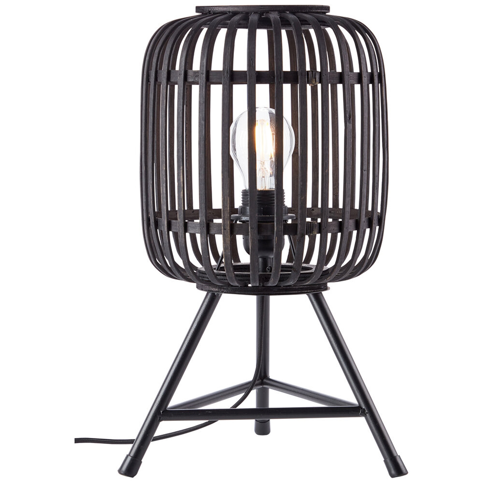 Tischleuchte 41 x 16 x 16 cm Braun Bambus Tischlampe Zylindrisch Natürlich Boho Harmonisch
