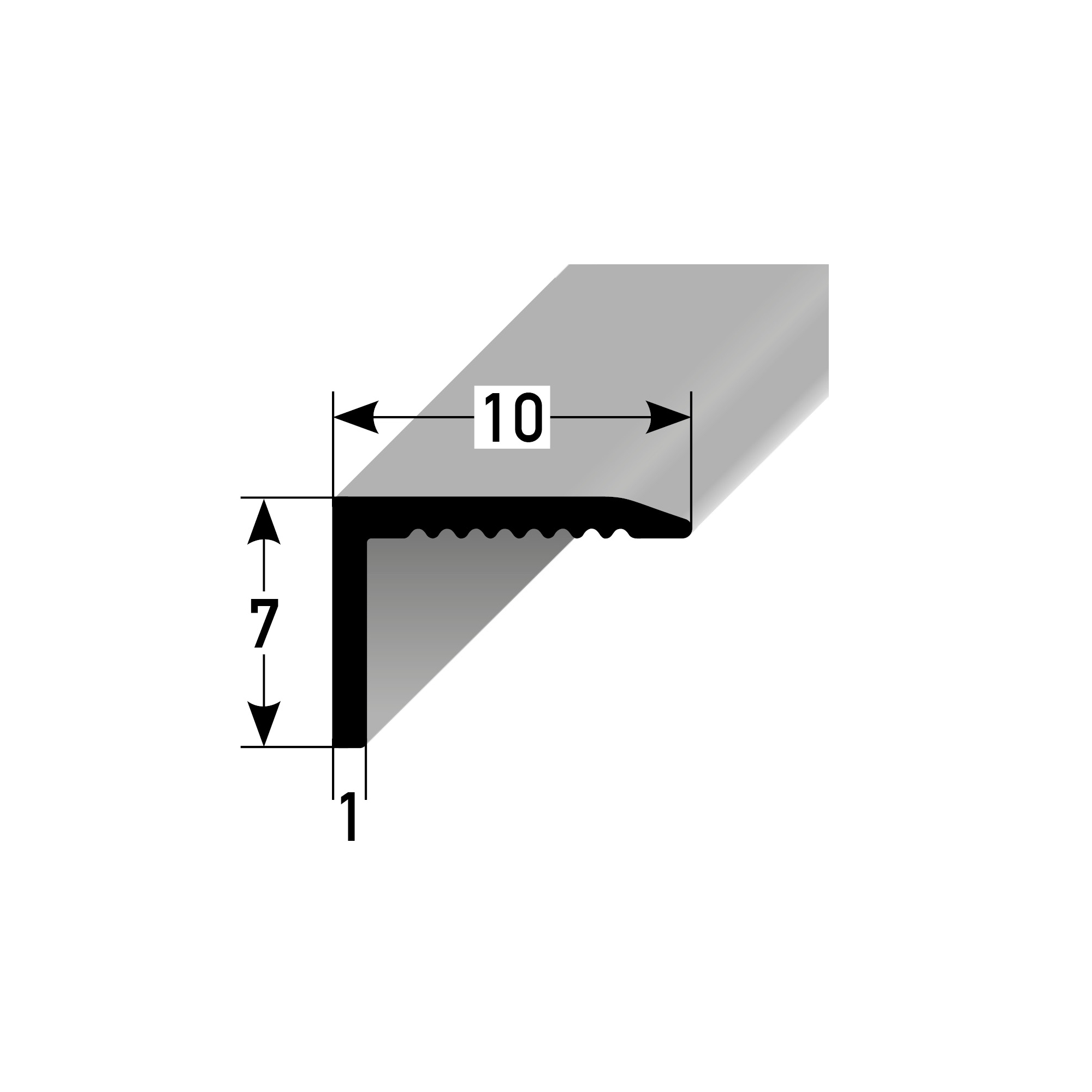 PROVISTON Treppenkanten- & Winkelprofile 7 x 10 x 2700 mm Aluminium Ungebohrt