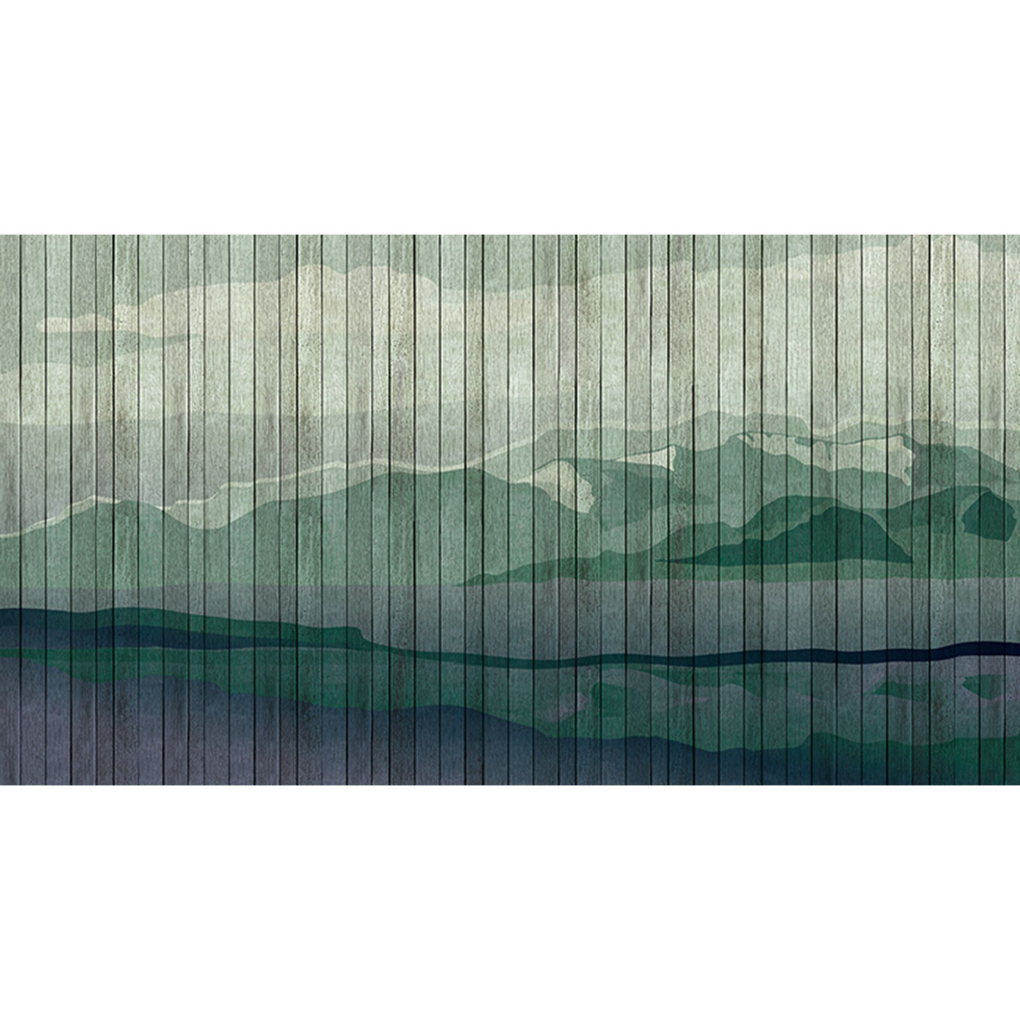 Tadessi Fototapete Landschaft M1-No.60892 Digitaldruck Tapete Grün Blau - Holzoptik Berge