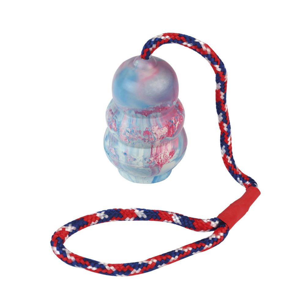 Hundespielzeug Jumper am Seil | Bunt | Größe 8,5 x 30 cm | Naturgummi | Wurfspielzeug