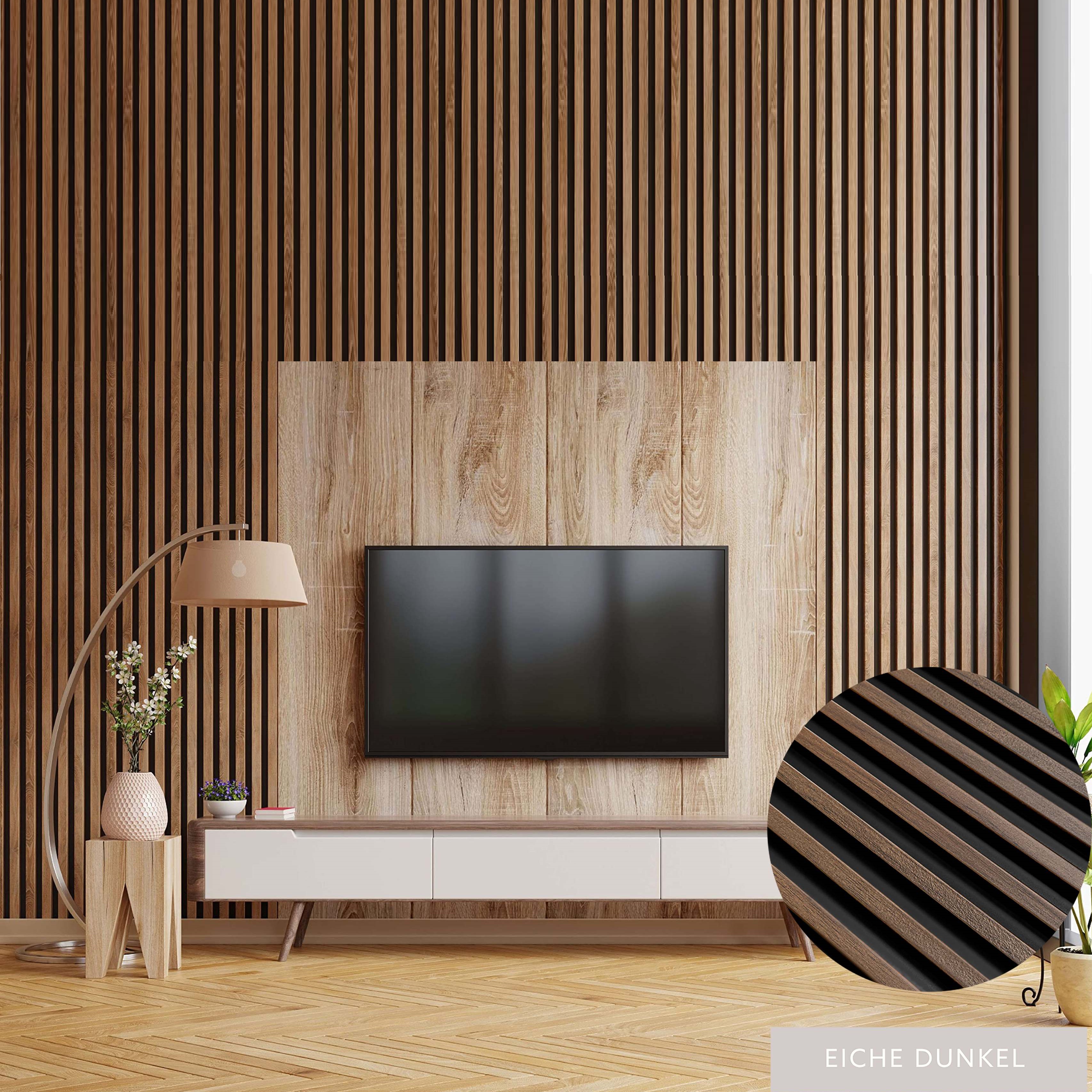 Mardom | Panneaux acoustiques 3D "0048" | H: 2700 mm x B: 120 mm | Chêne foncé | Moderne