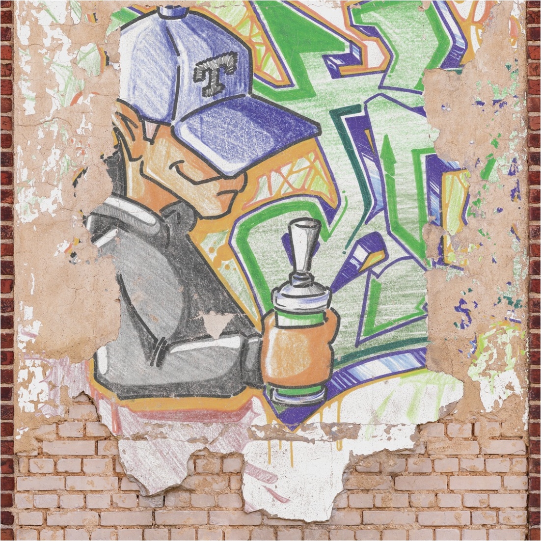 Fototapete Graffiti M1-No.11647 | Vliestapete Steinwand | Braun | Beige | Wohnzimmer | Schlafzimmer