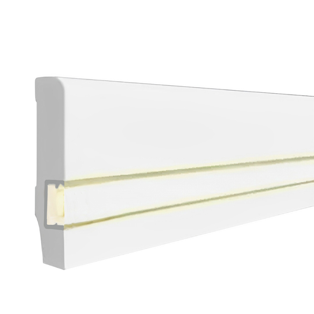 Stilechte Licht Fußleiste MDF-Kern, foliert weiß (13 x 58 x 2500 mm) by PROVISTON
