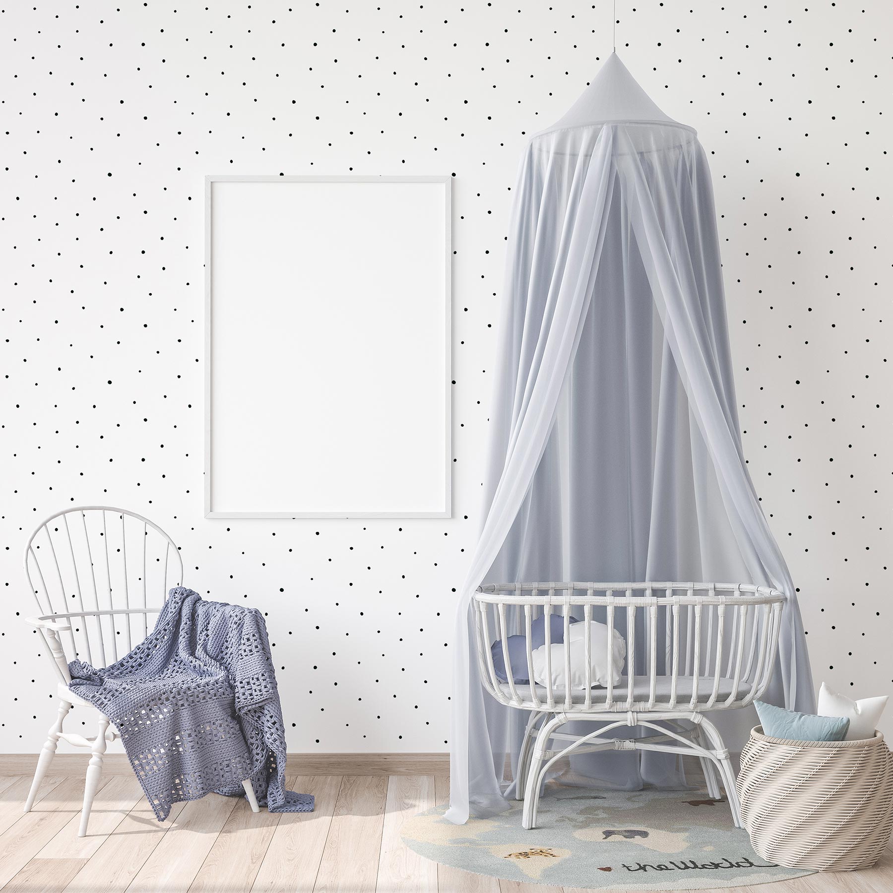 Tapete Kinderzimmer M1-No.755 Vliestapete Schwarz Weiß Tapete mit Punkten